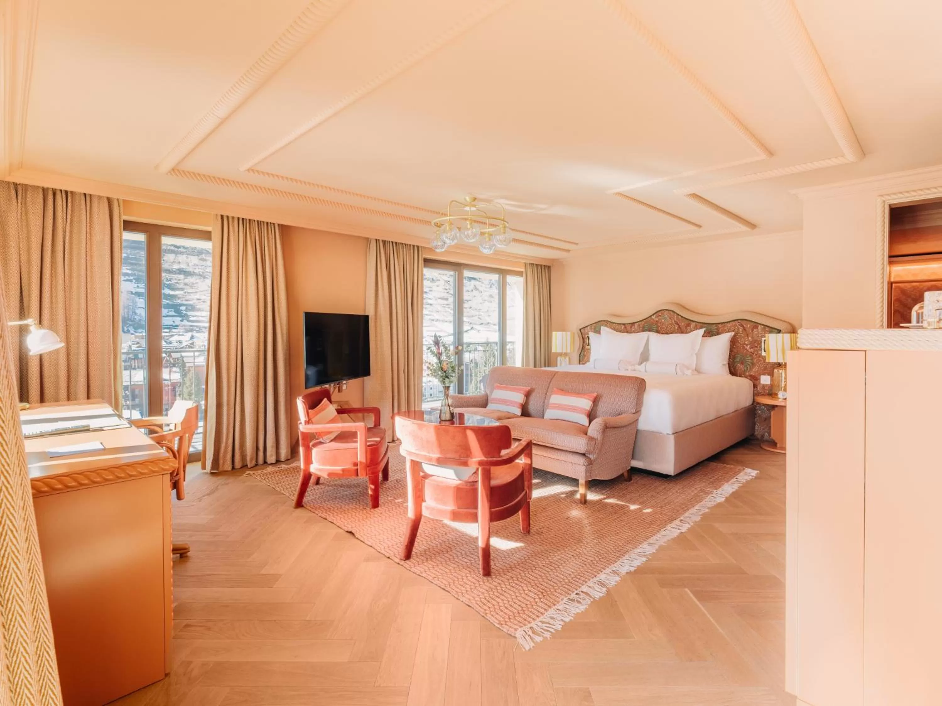 Seating area, Bed in BEAUSiTE Zermatt