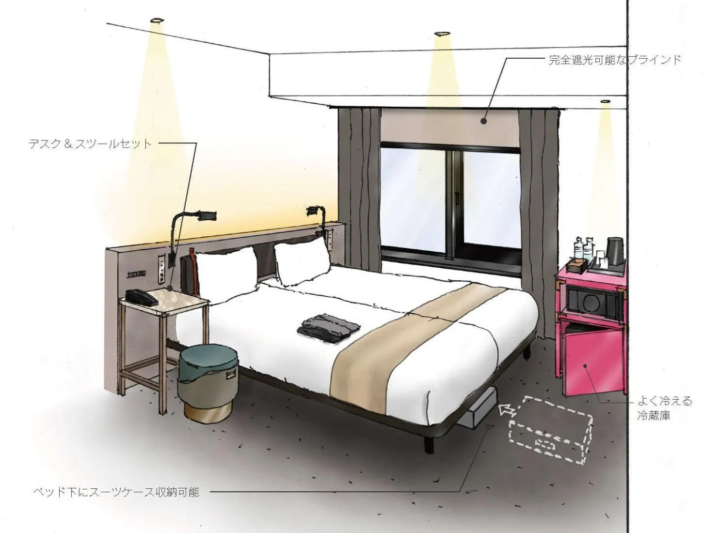 Photo of the whole room, Bed in the b ginza