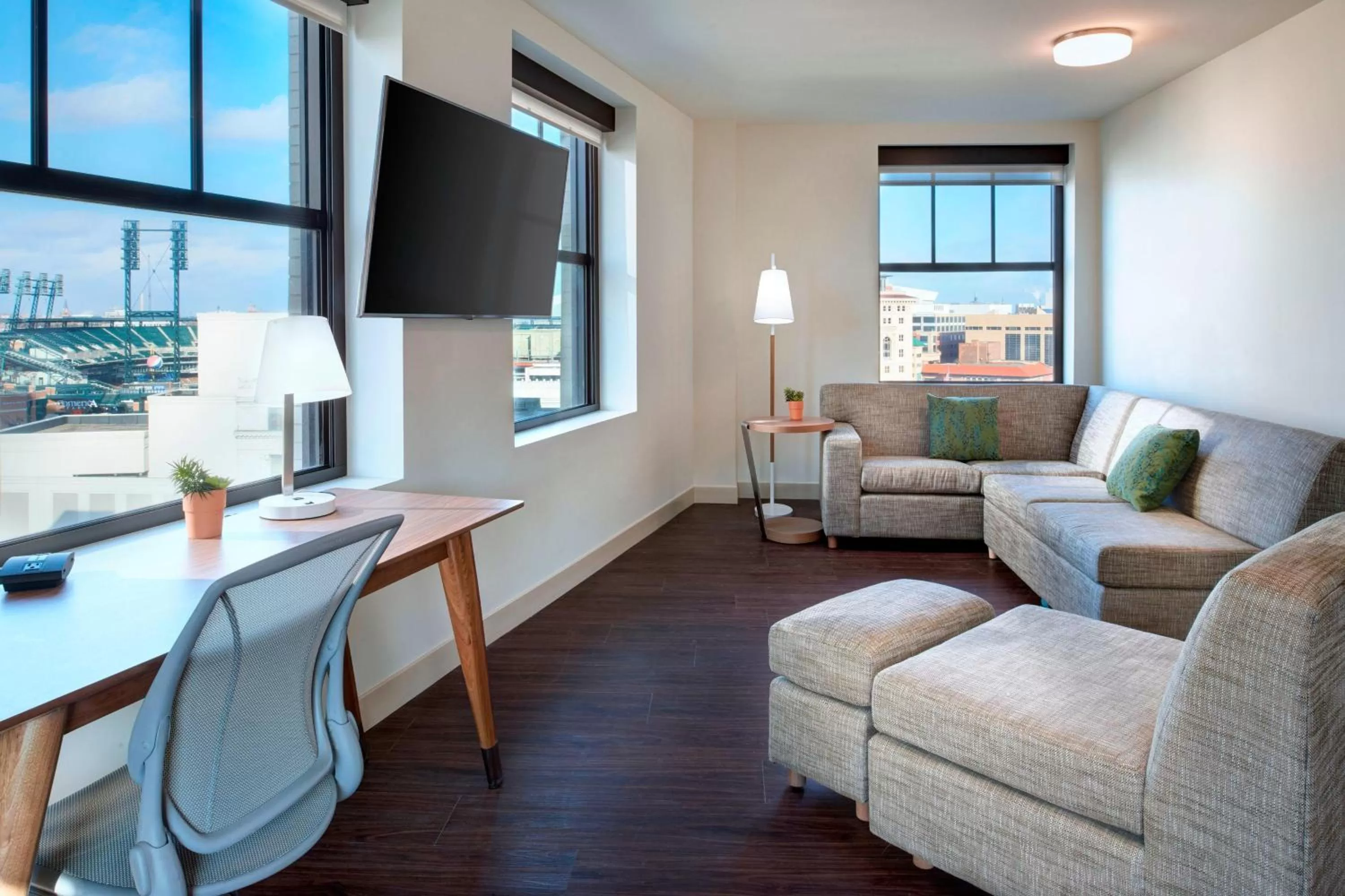 Living room in Element Detroit at the Metropolitan