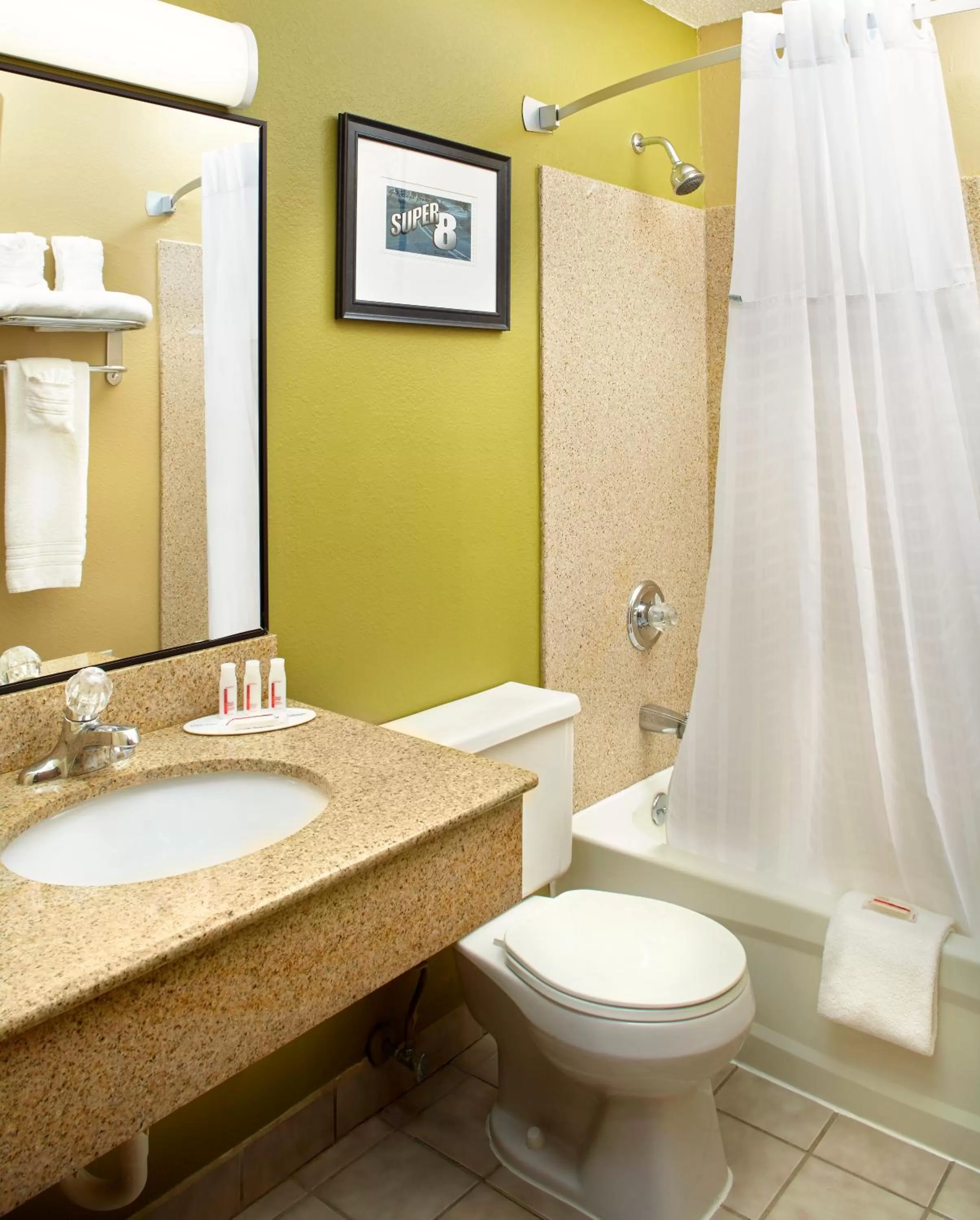 Bathroom in Super 8 by Wyndham St. Clairsville OH/Wheeling WV Area