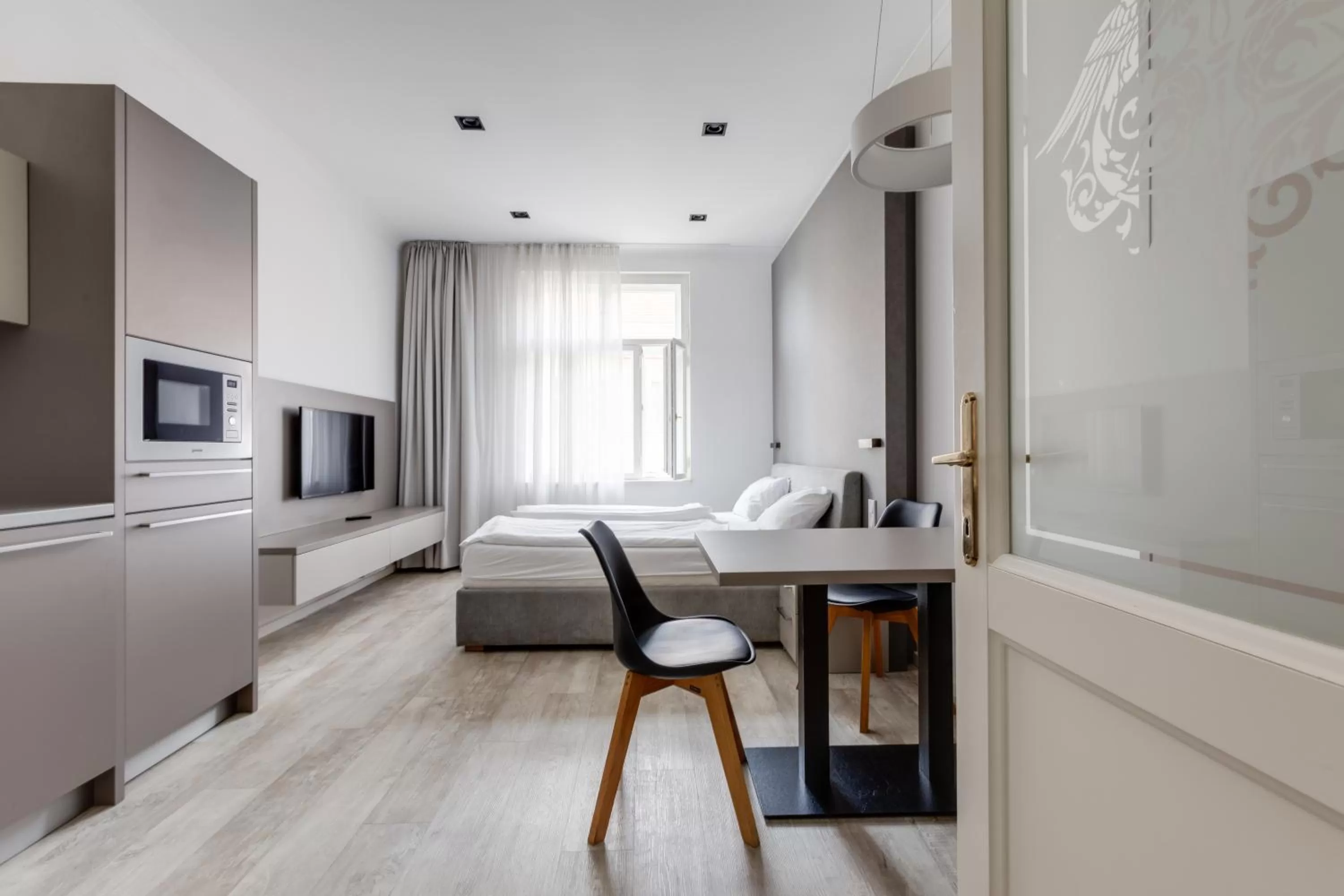 Bed in Lampi Aparthotel Prague