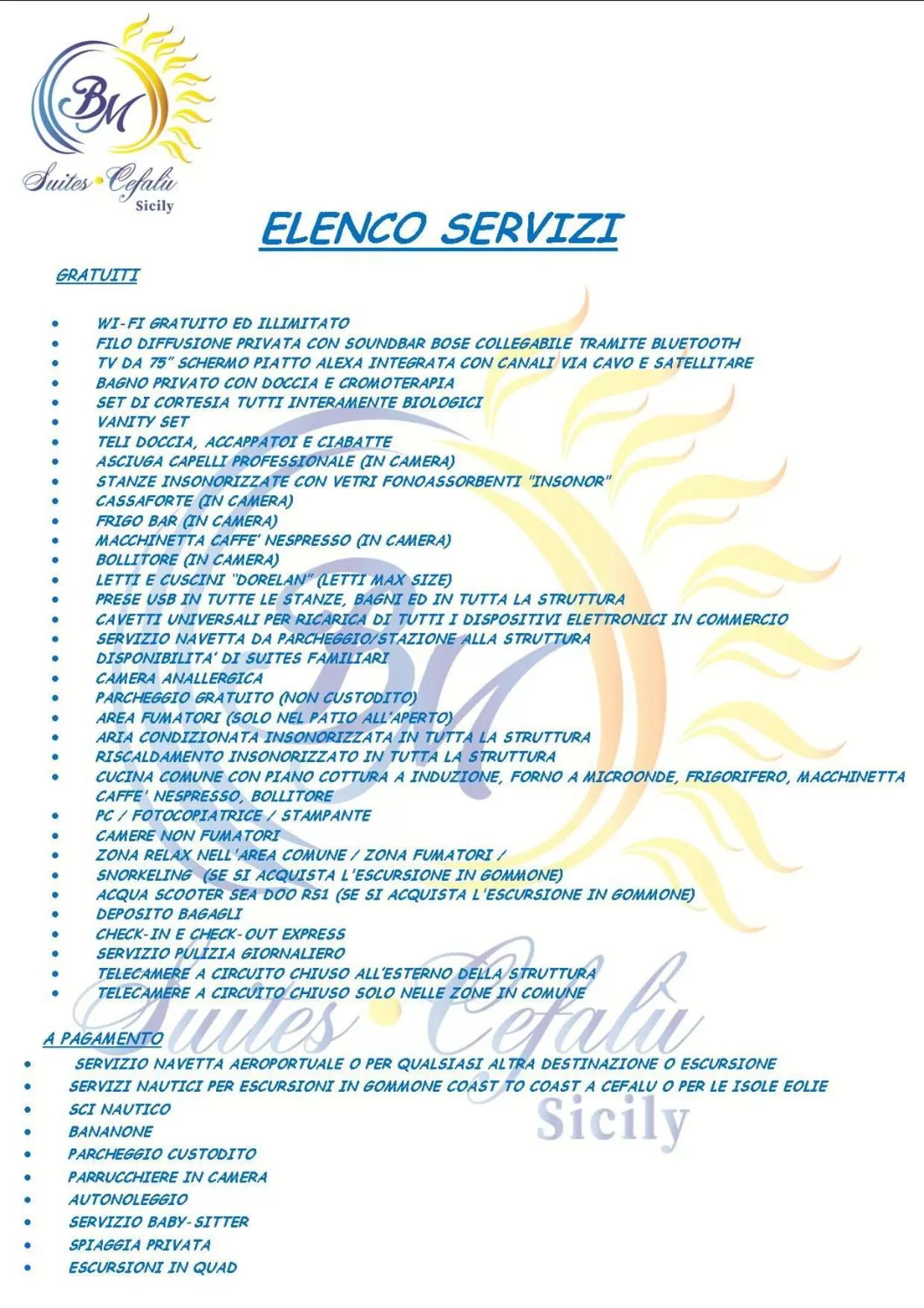 Logo/Certificate/Sign in BM SUITES CEFALU