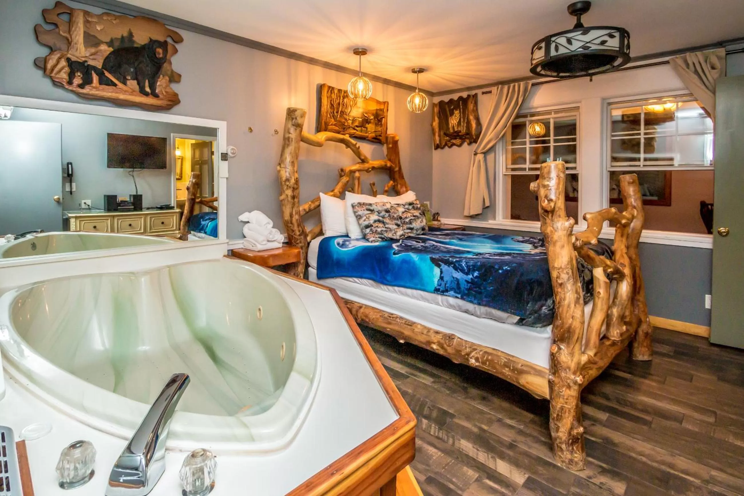 Bed, Swimming Pool in Adventure Suites