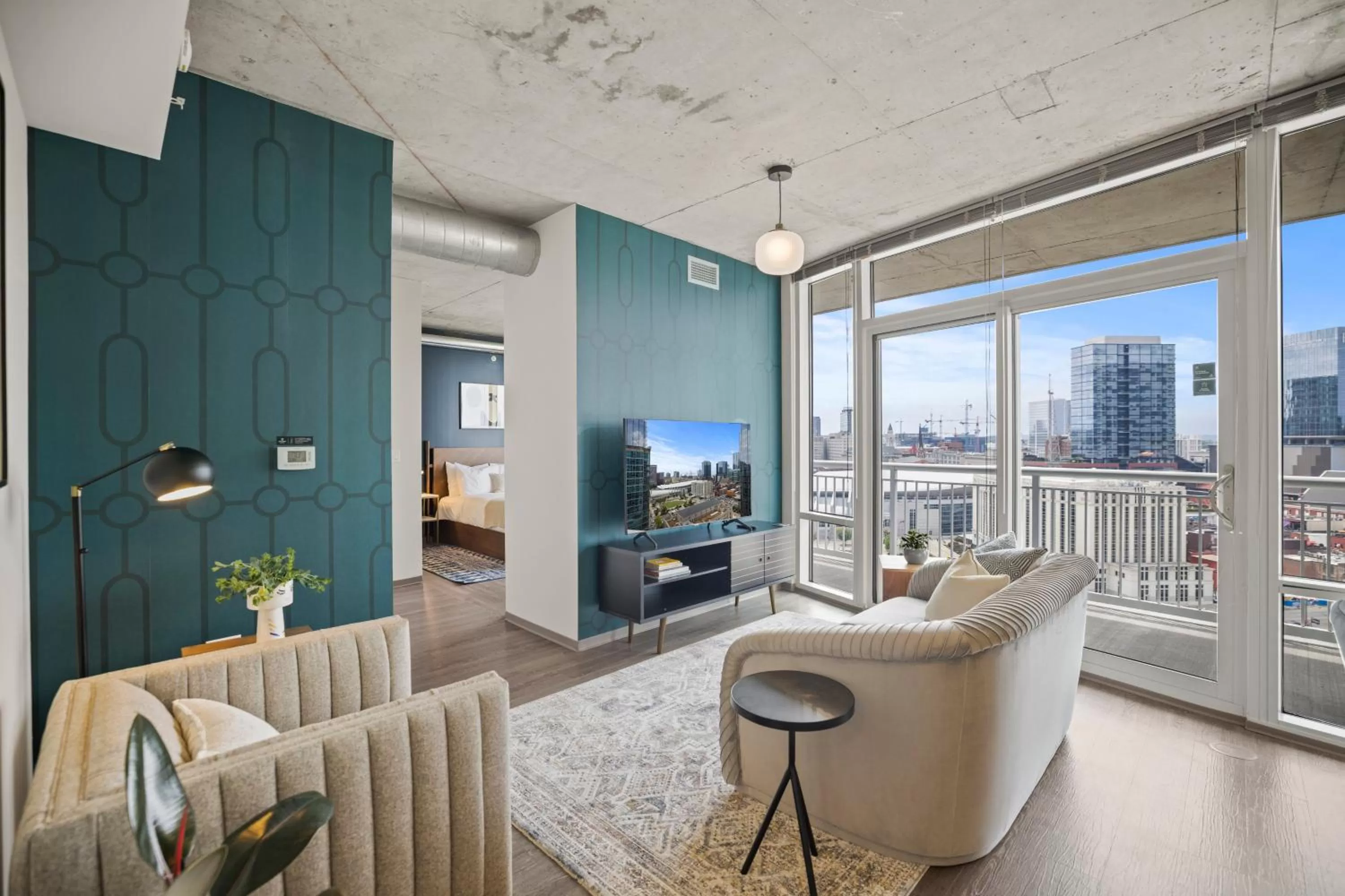 Living room in Placemakr Premier SoBro