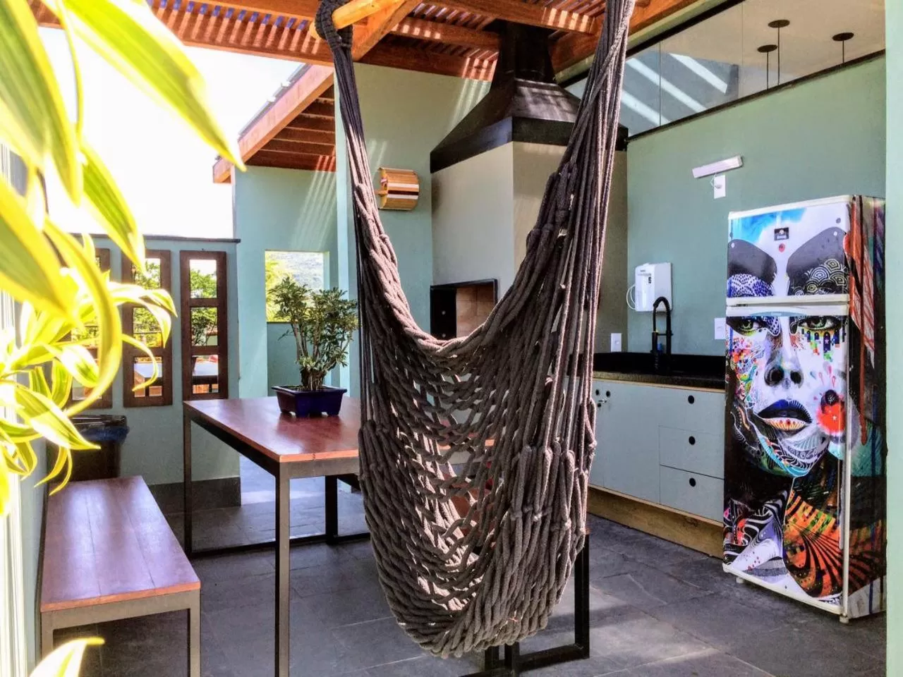 BBQ facilities in Hospedaria da Lagoa