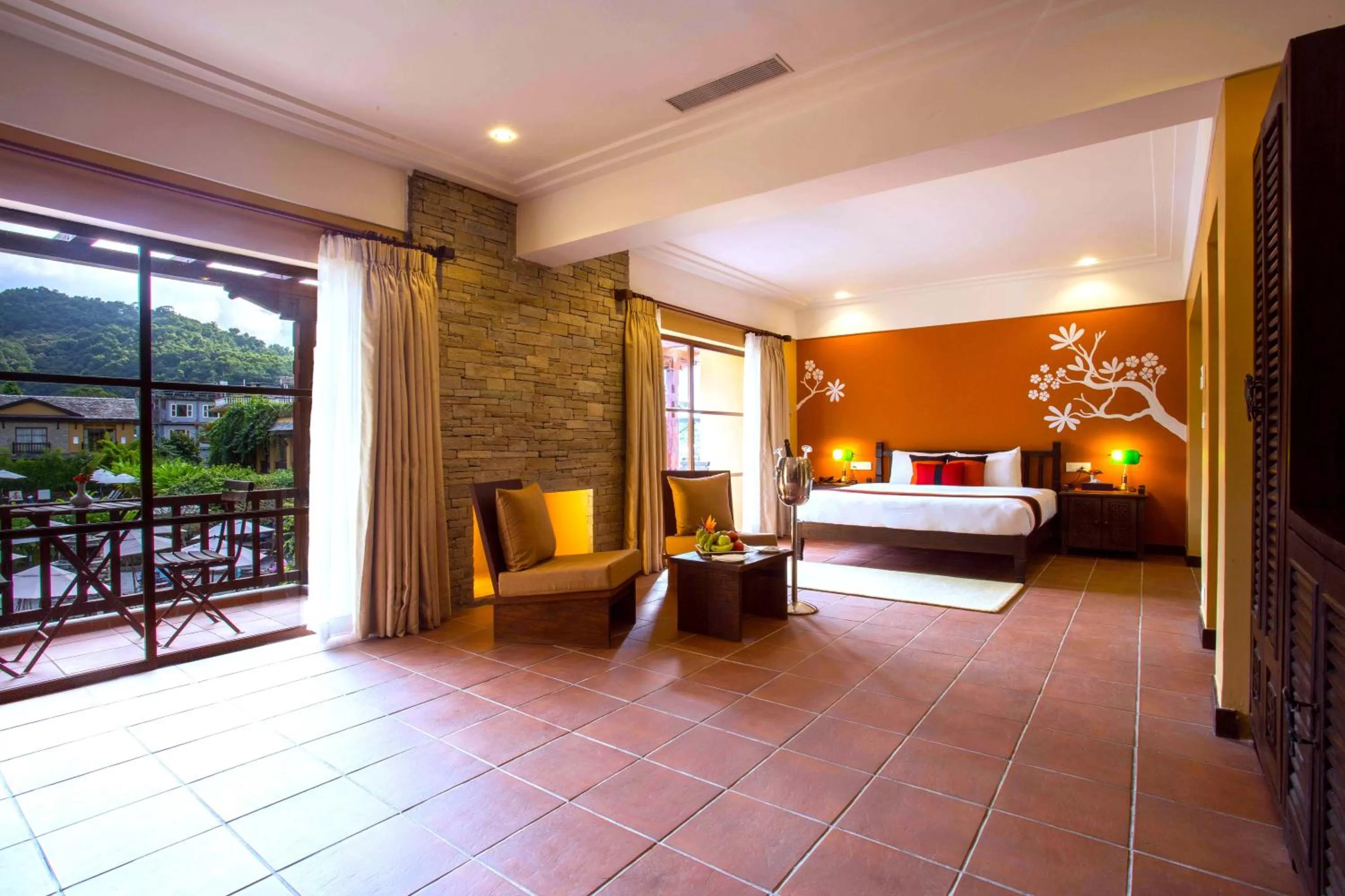 Living room, Bed in Temple Tree Resort & Spa, Pokhara