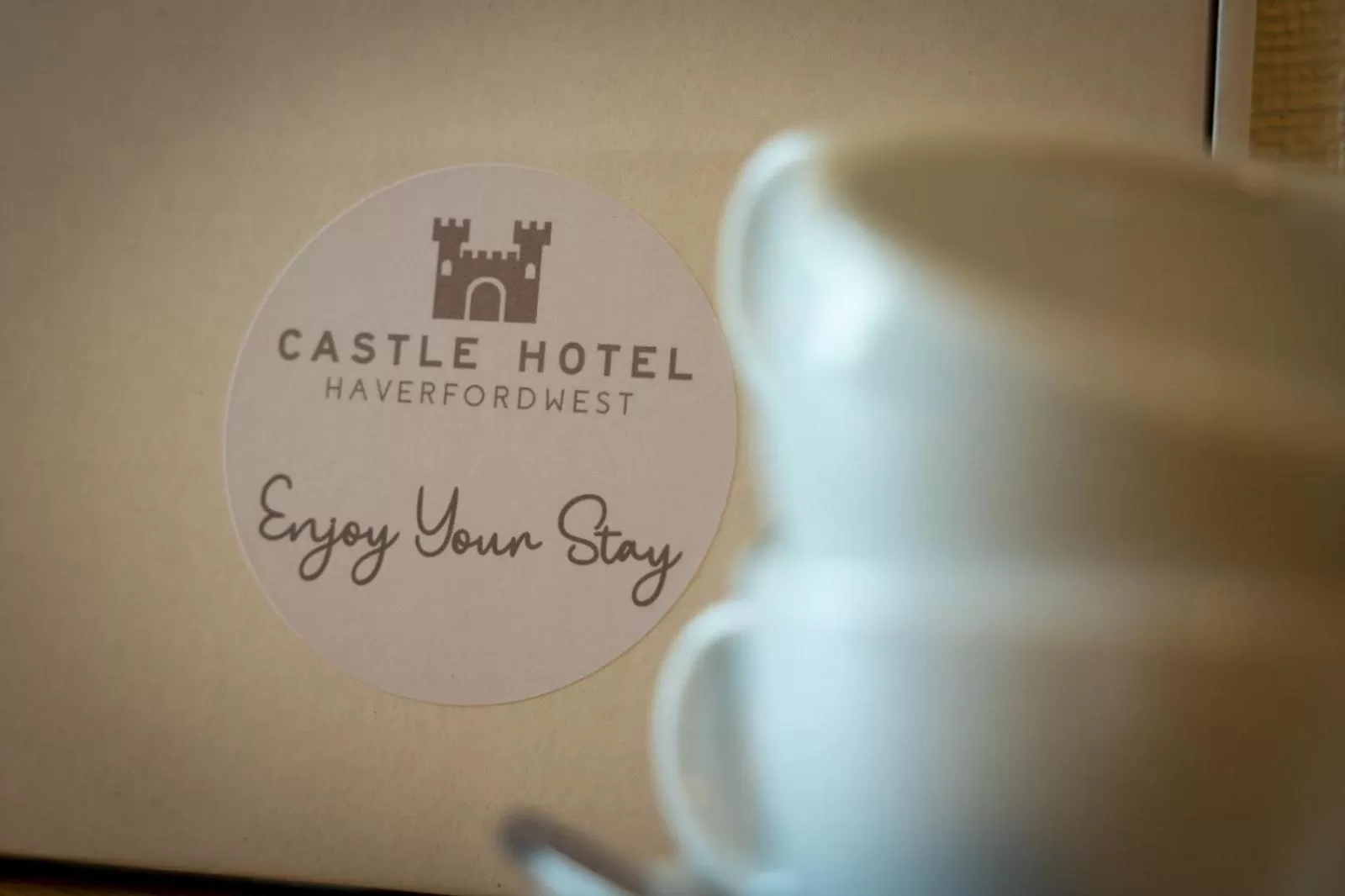 Text overlay in Castle Hotel Haverfordwest