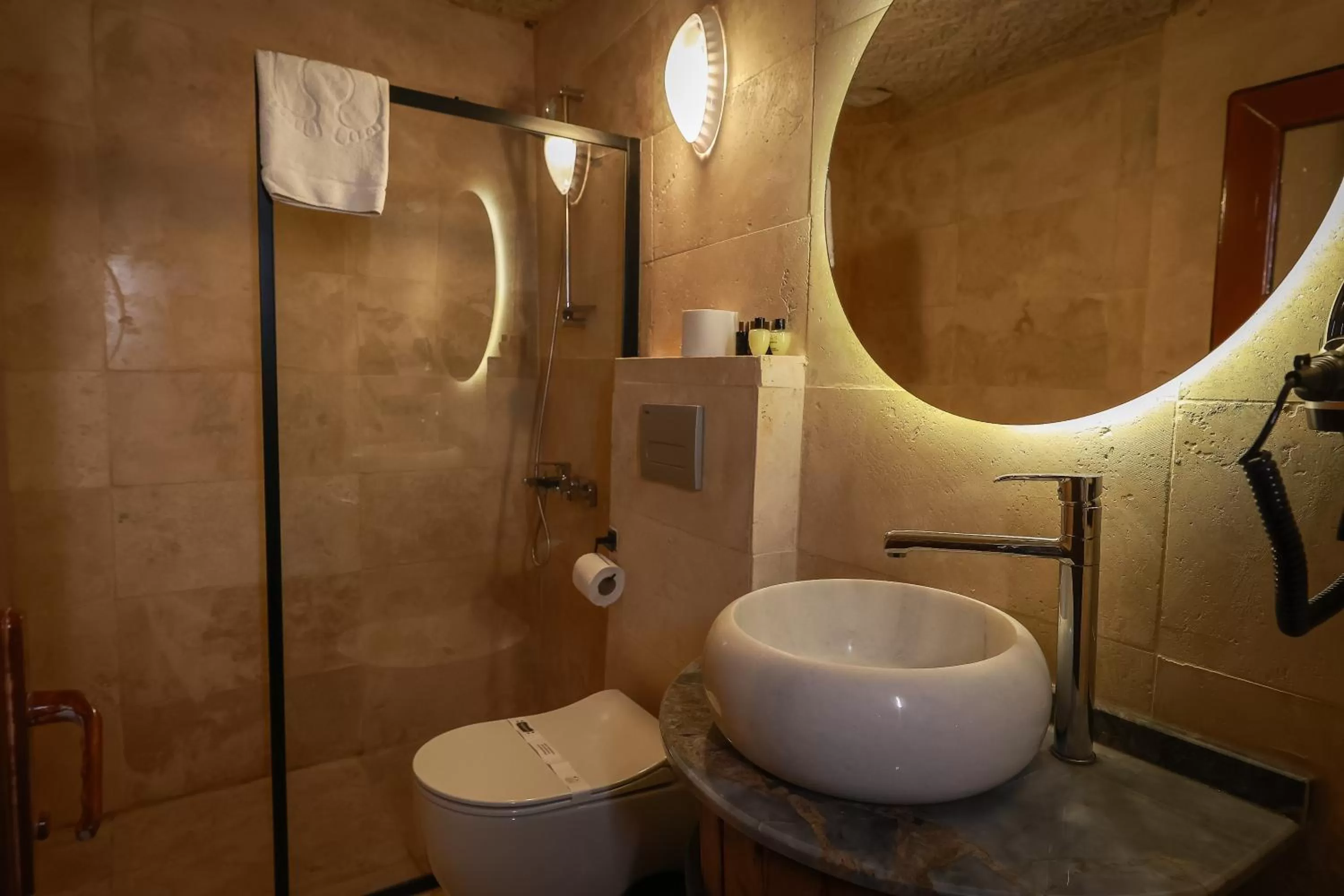 Shower in Mia Cappadocia Cave Hotel