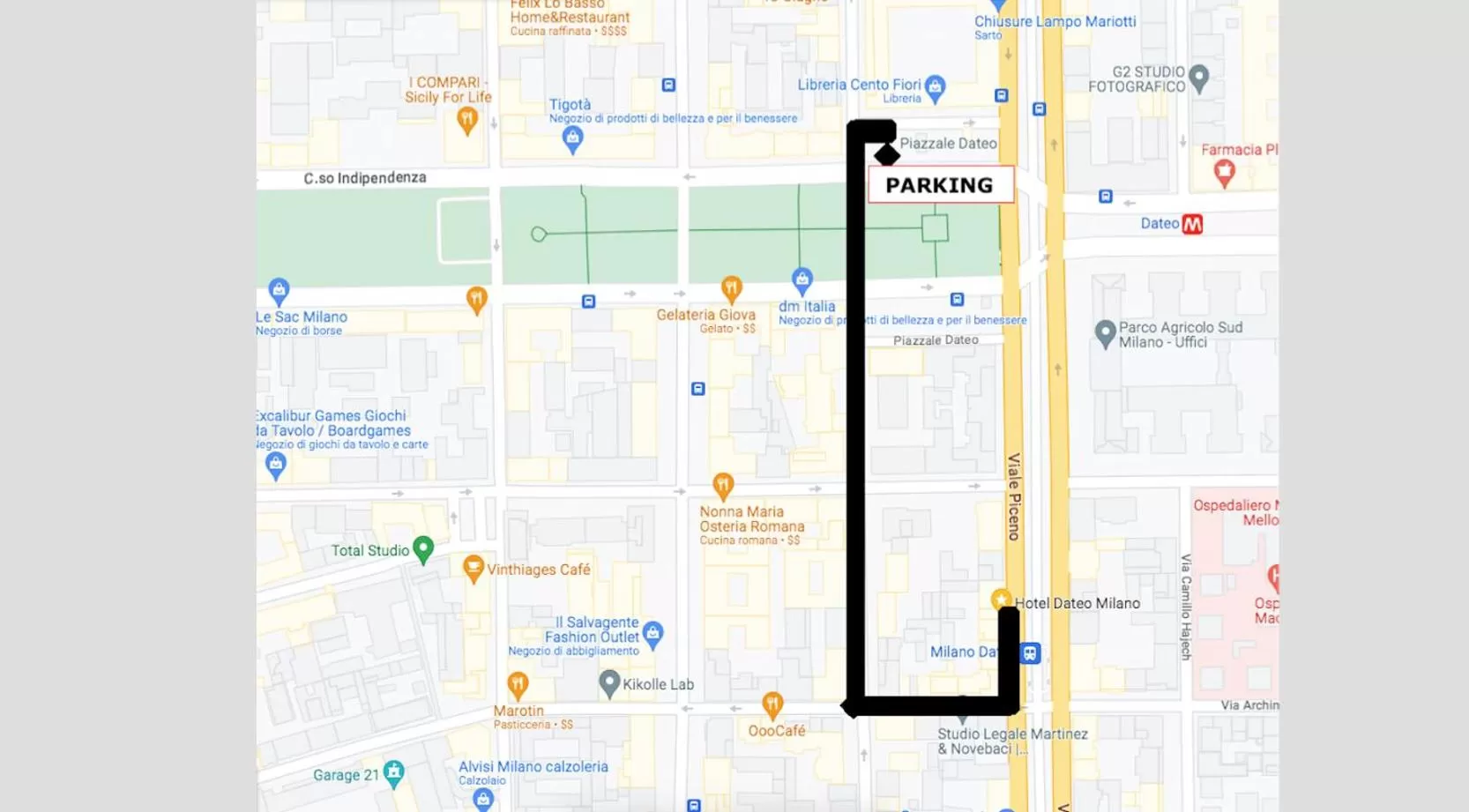 Parking in Hotel MM Dateo