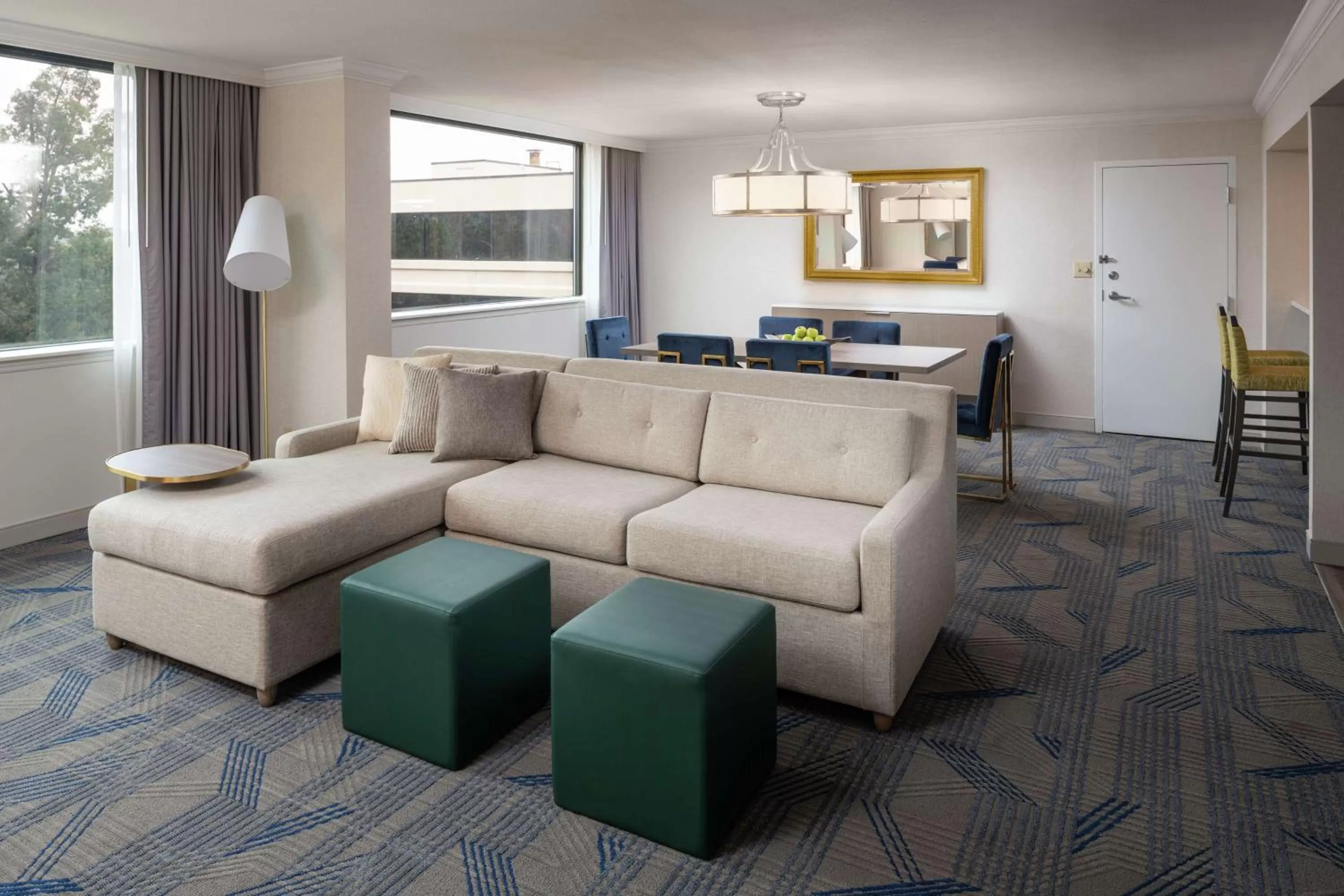 Living room in Hilton Durham near Duke University