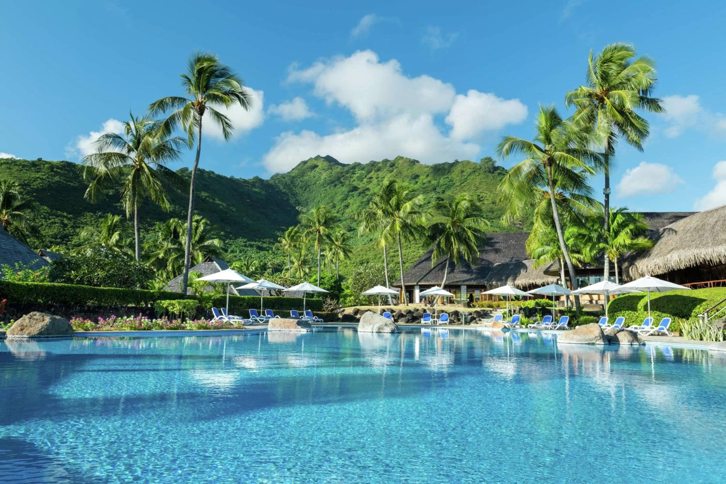 Pool view in Hilton Moorea Lagoon Resort & Spa