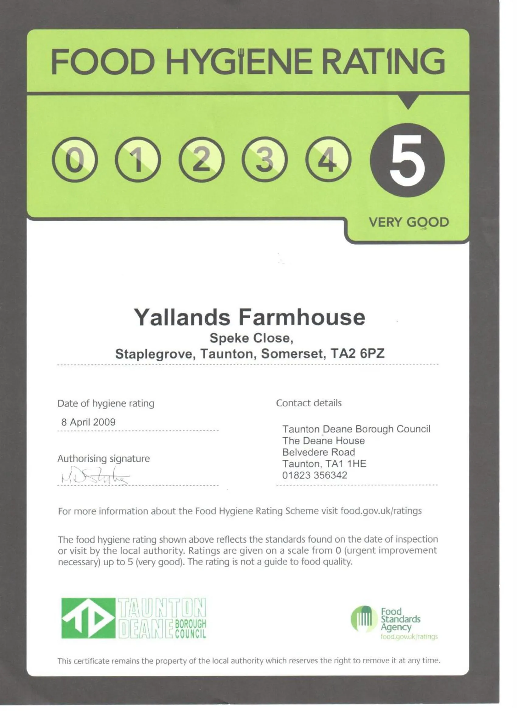 Food and drinks in Yallands Farmhouse