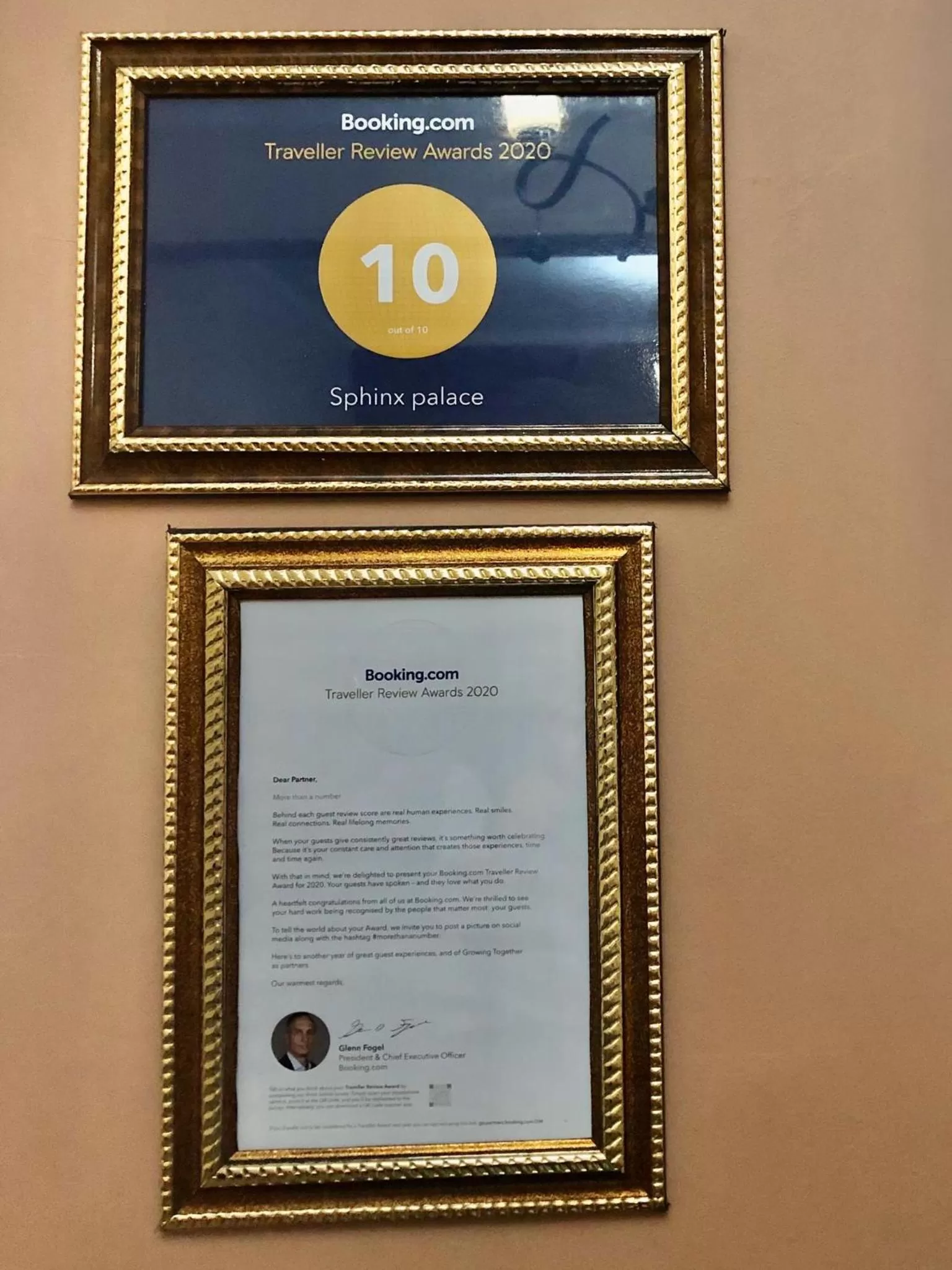 Logo/Certificate/Sign/Award in Sphinx palace pyramids view