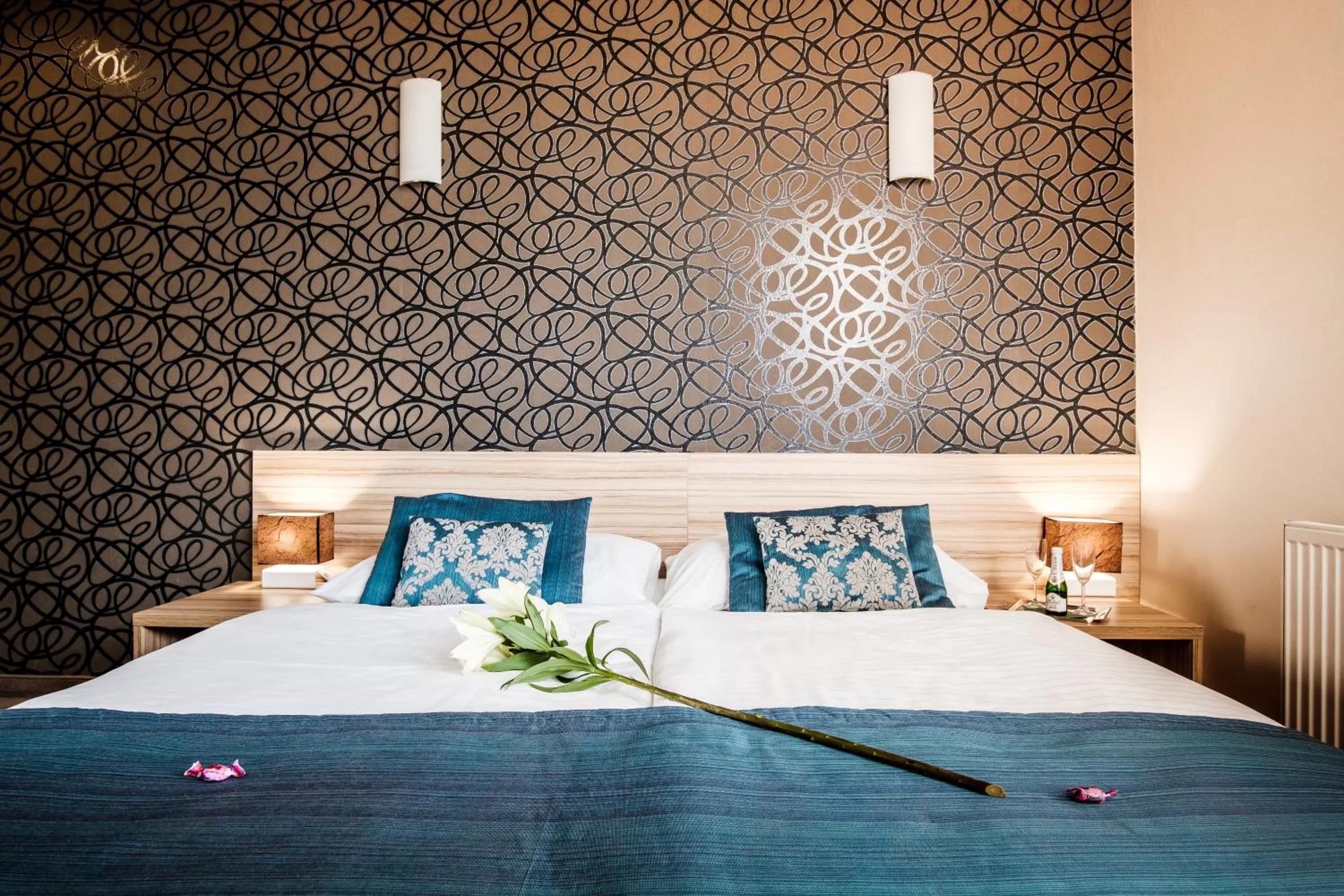 Decorative detail, Bed in Hotel Deluxe with free Wellness and Fitness Centrum