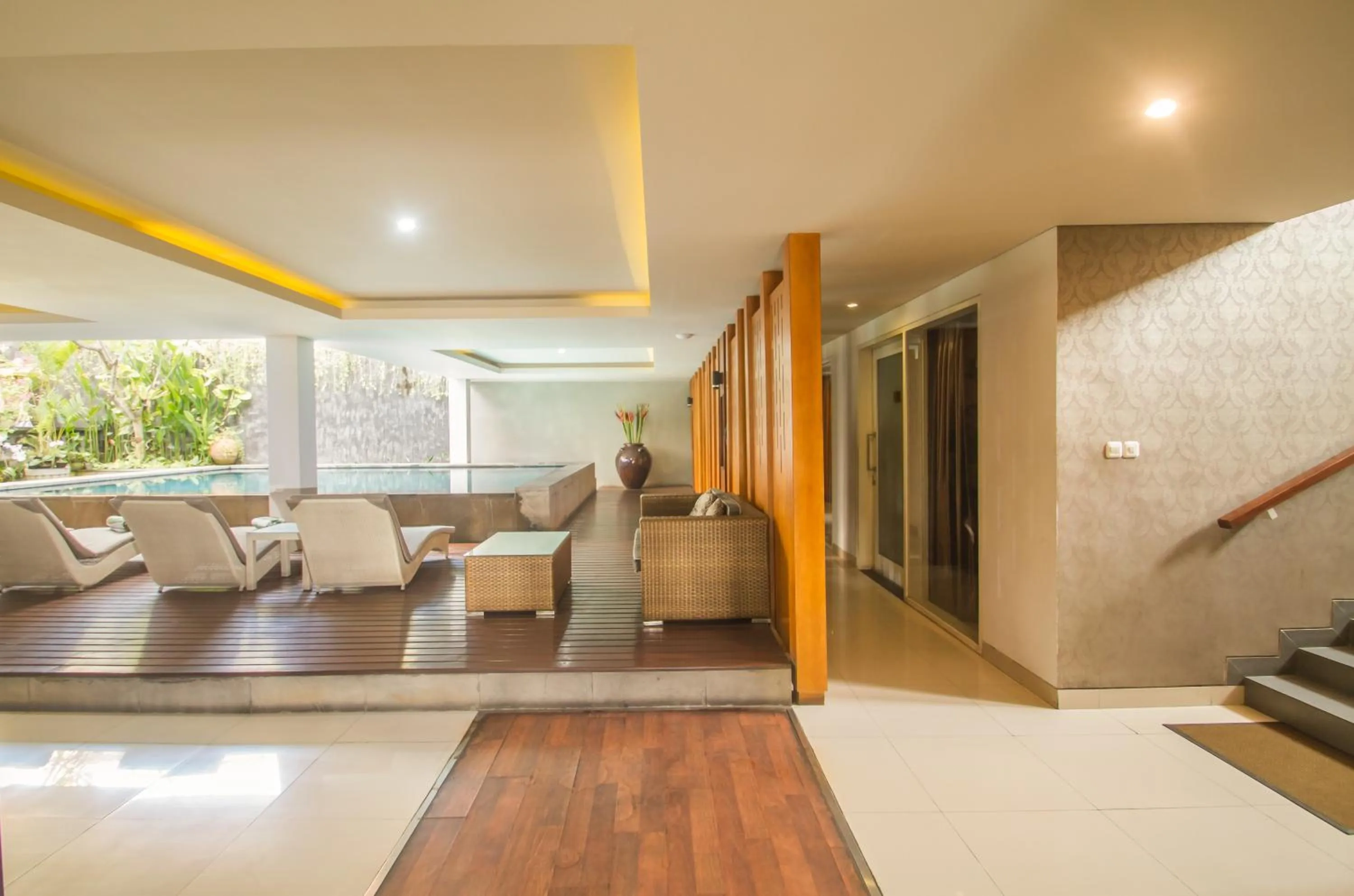 Seating area in Mahalaksmi Boutique Hotel