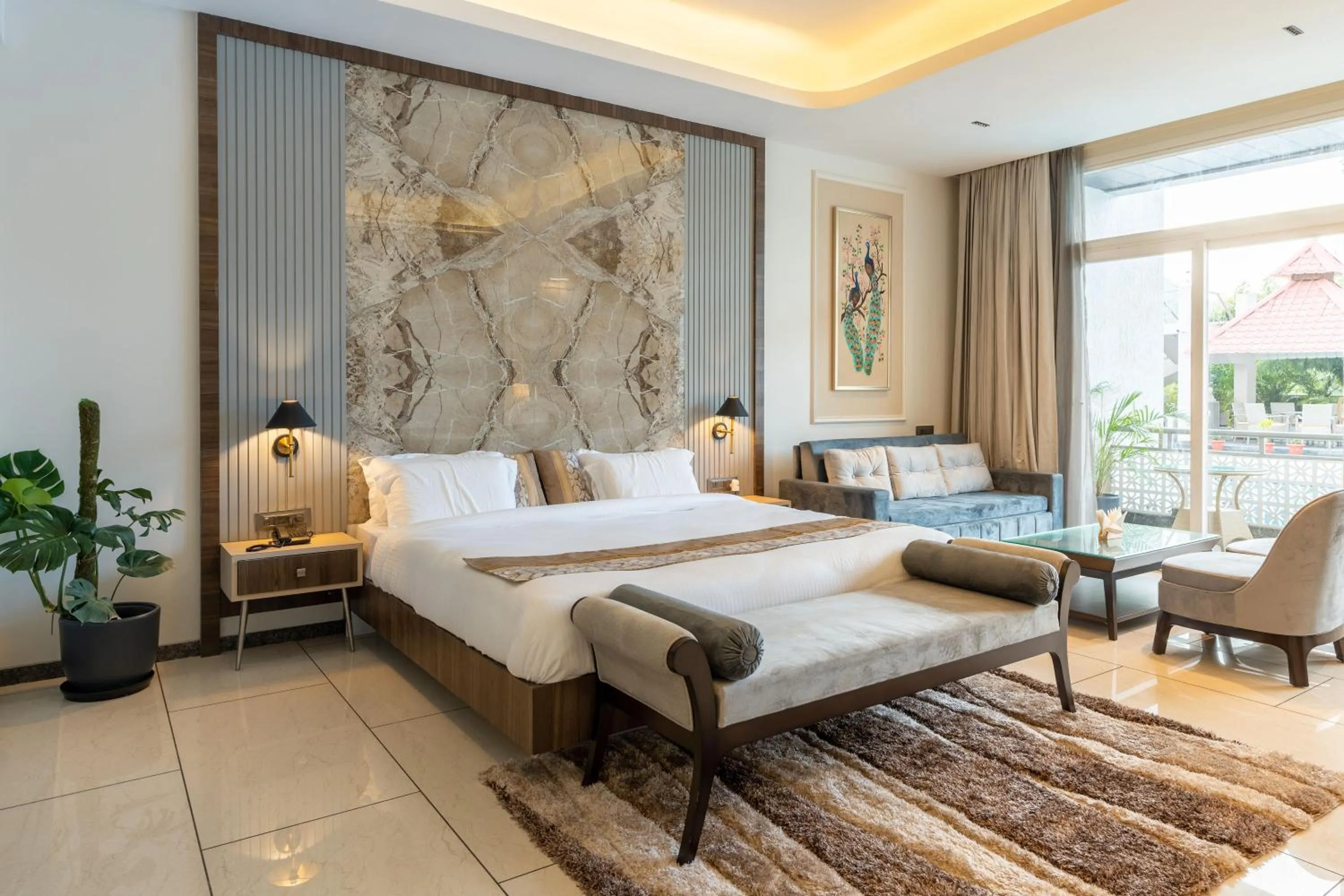 Bed in Mountain Creek Villa Udaipur