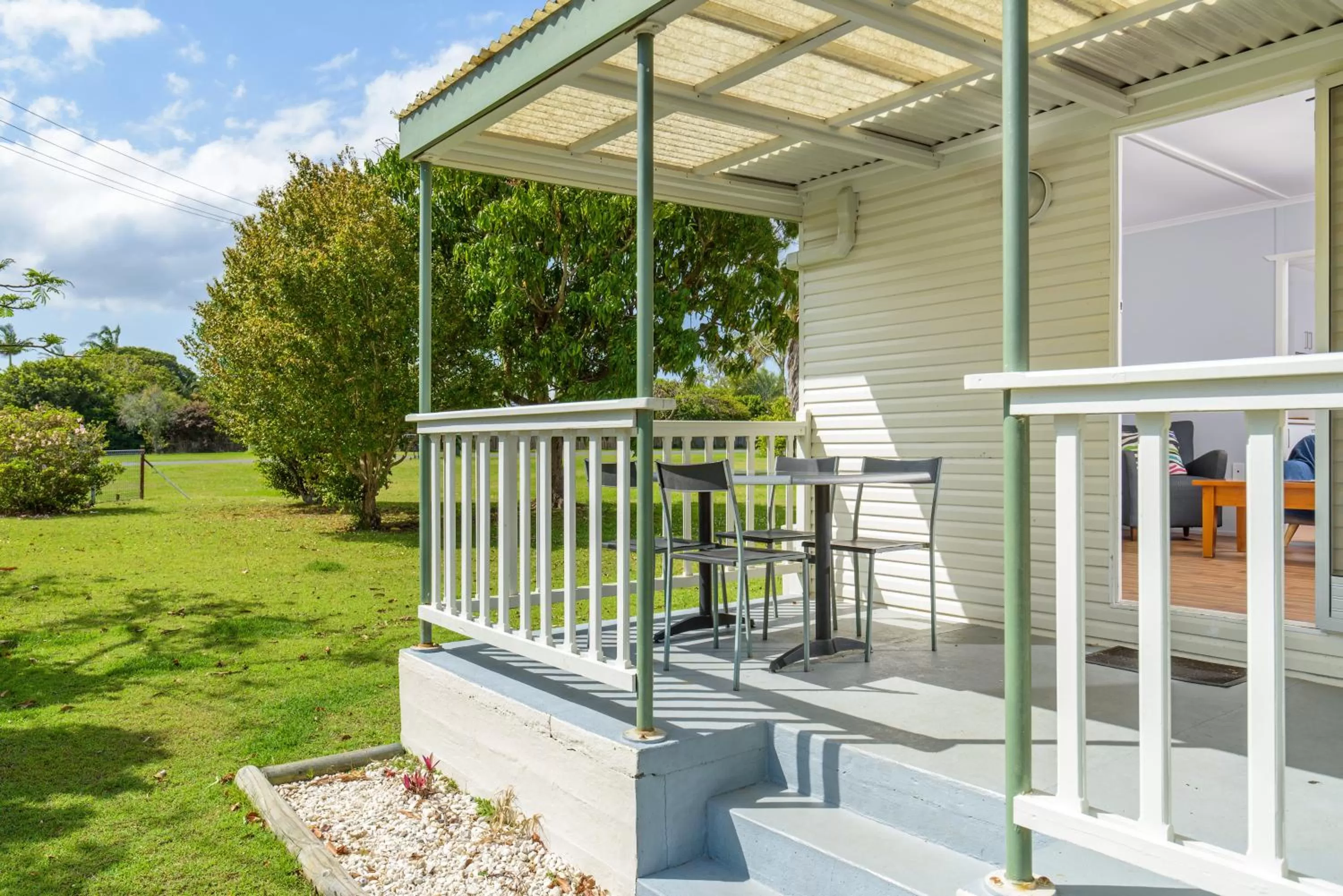 Patio in Tin Can Bay's Sleepy Lagoon Motel