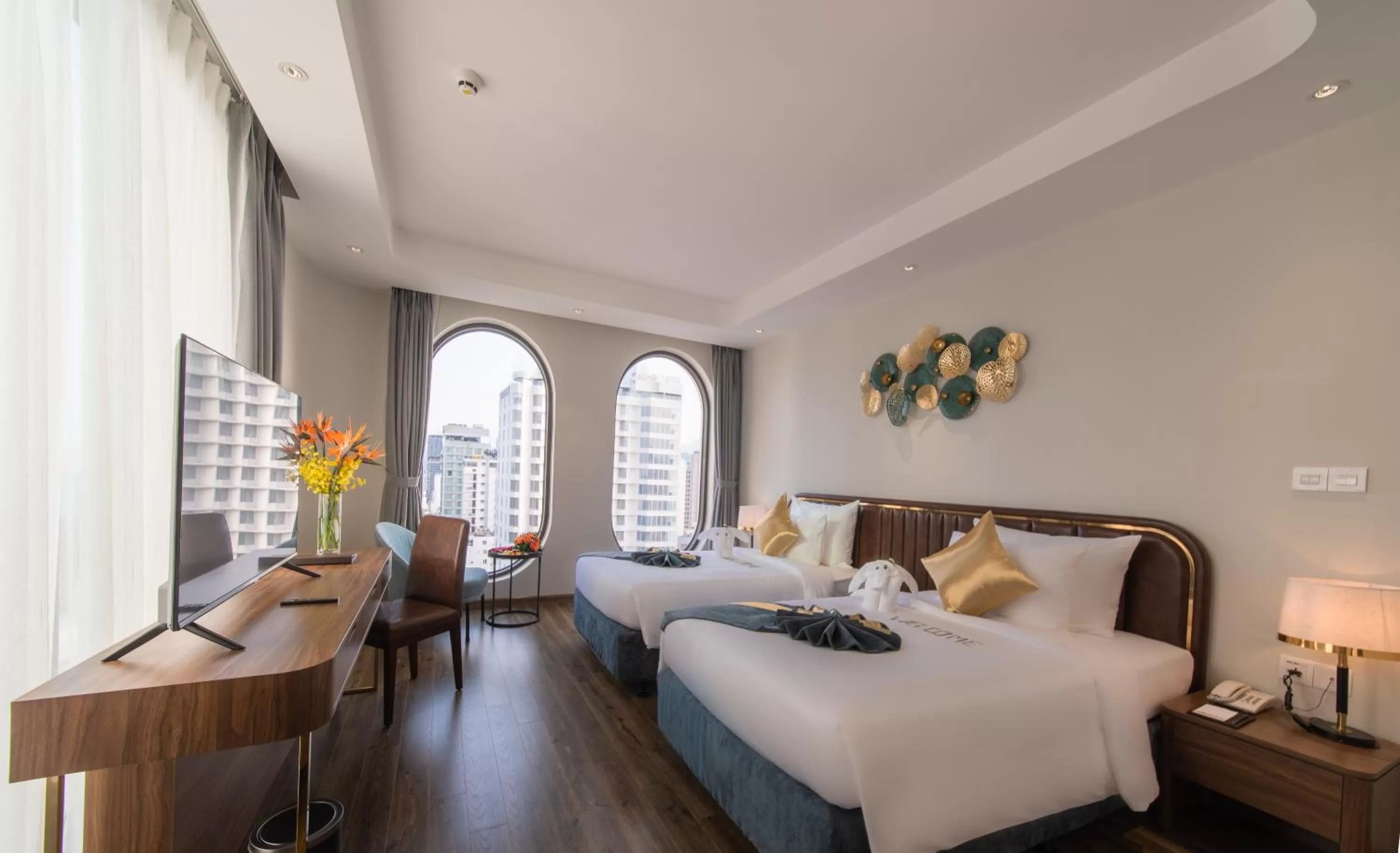 View (from property/room), Bed in Grand Tourane Nha Trang Hotel