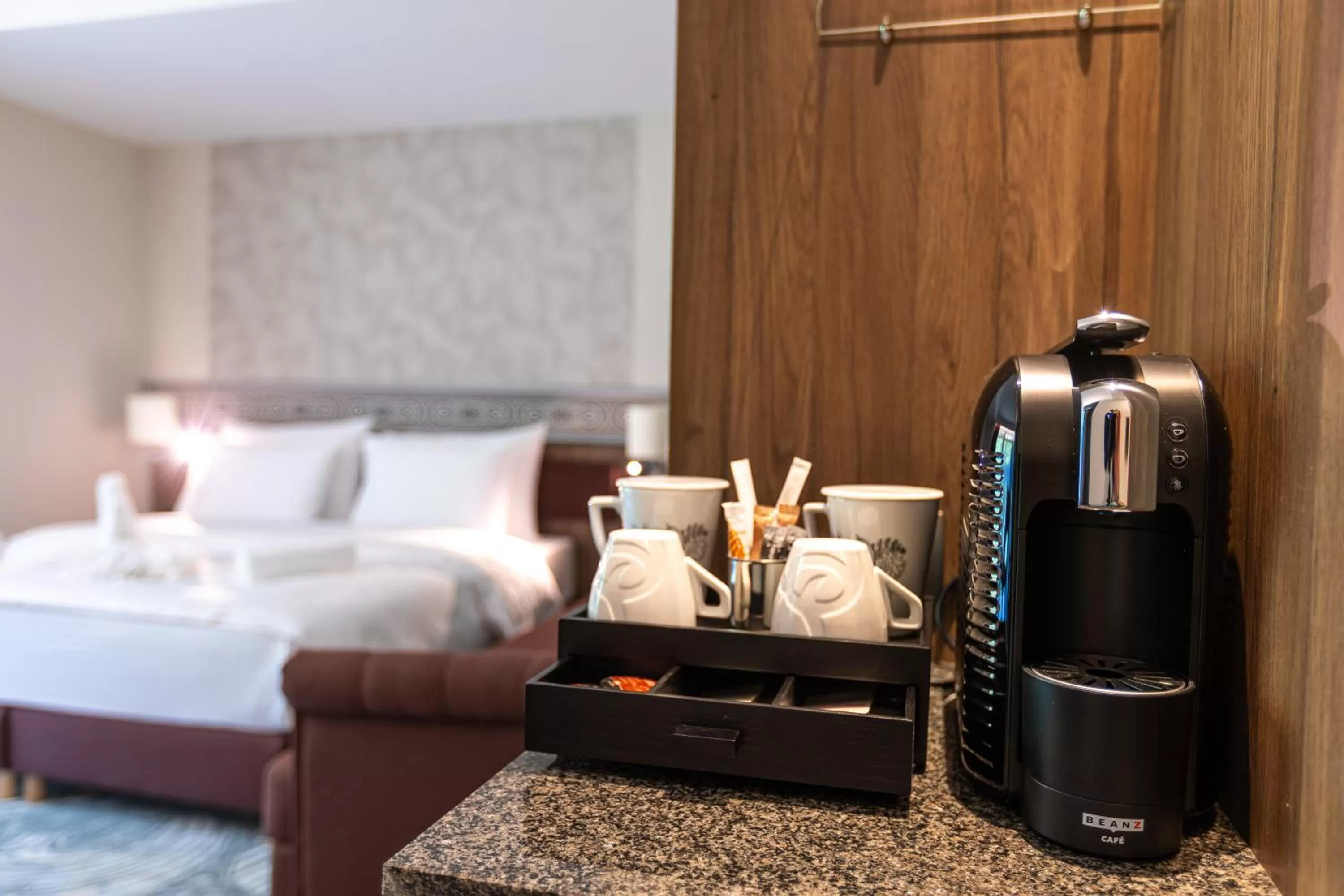 Coffee/tea facilities, Bed in HOTEL CRYSTAL WELLNESS & SPA superior