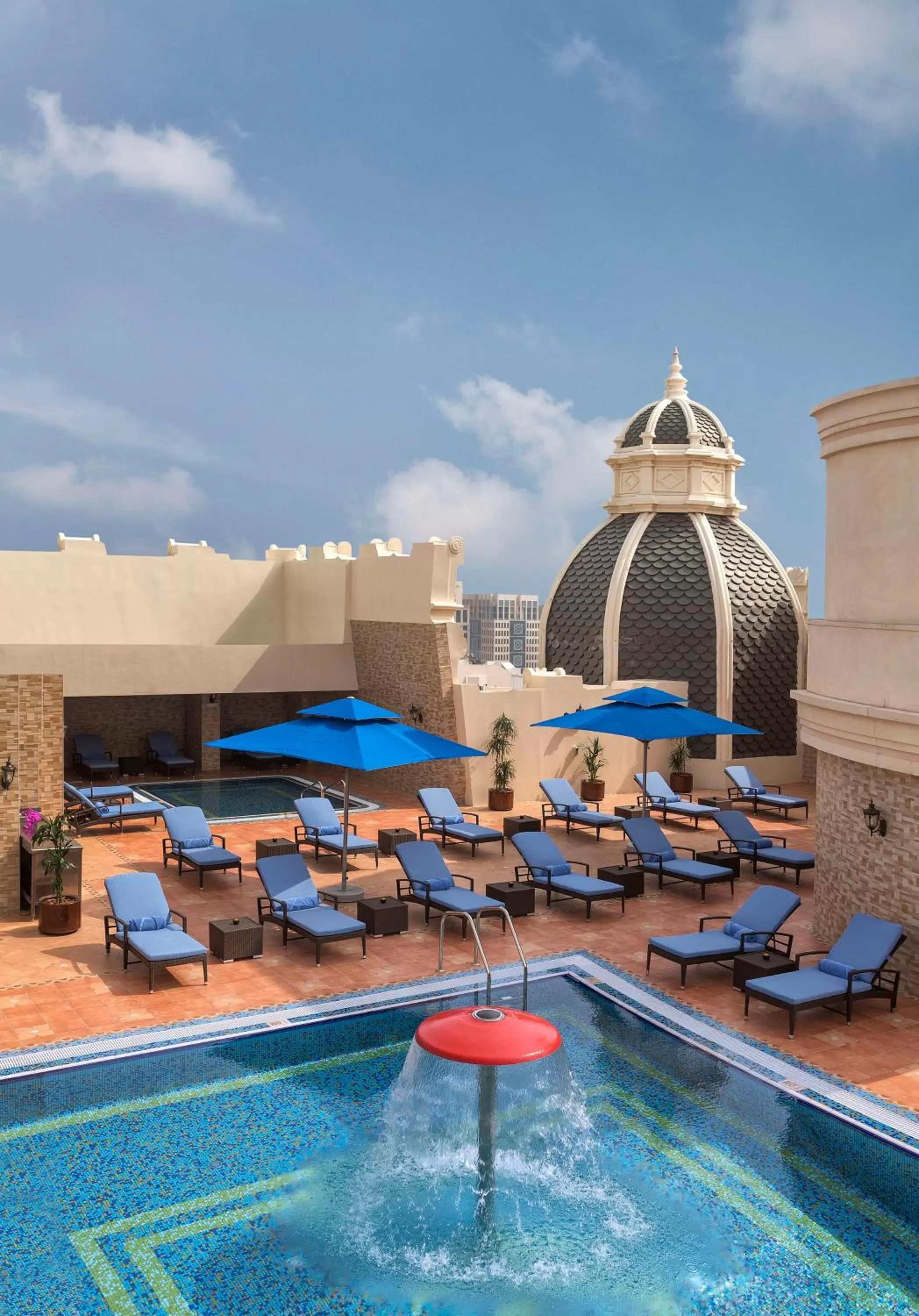 Pool view in Royal Rose Abu Dhabi, a Curio Collection by Hilton Affiliated Hotel