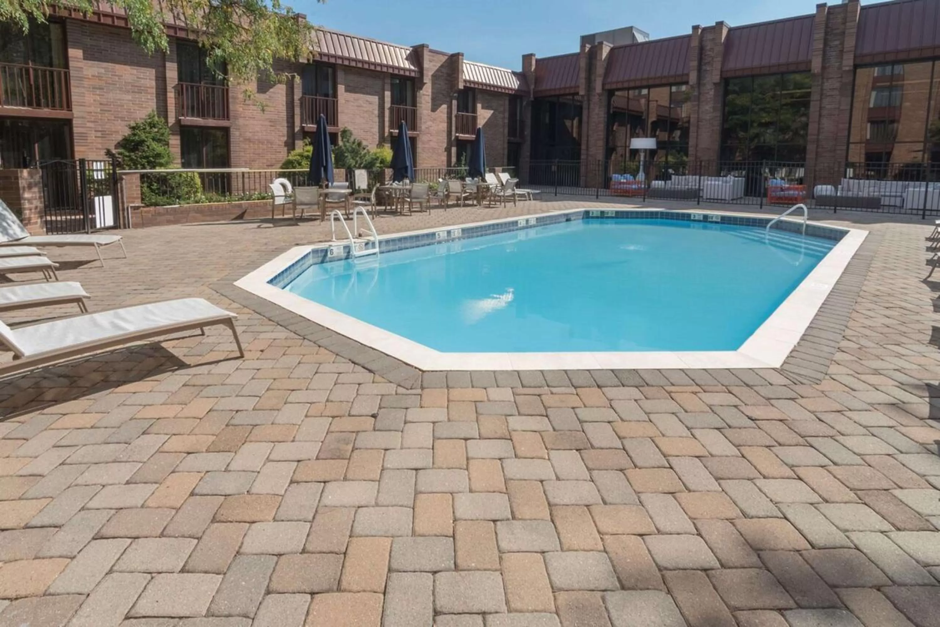Pool view in Hampton Inn Parsippany