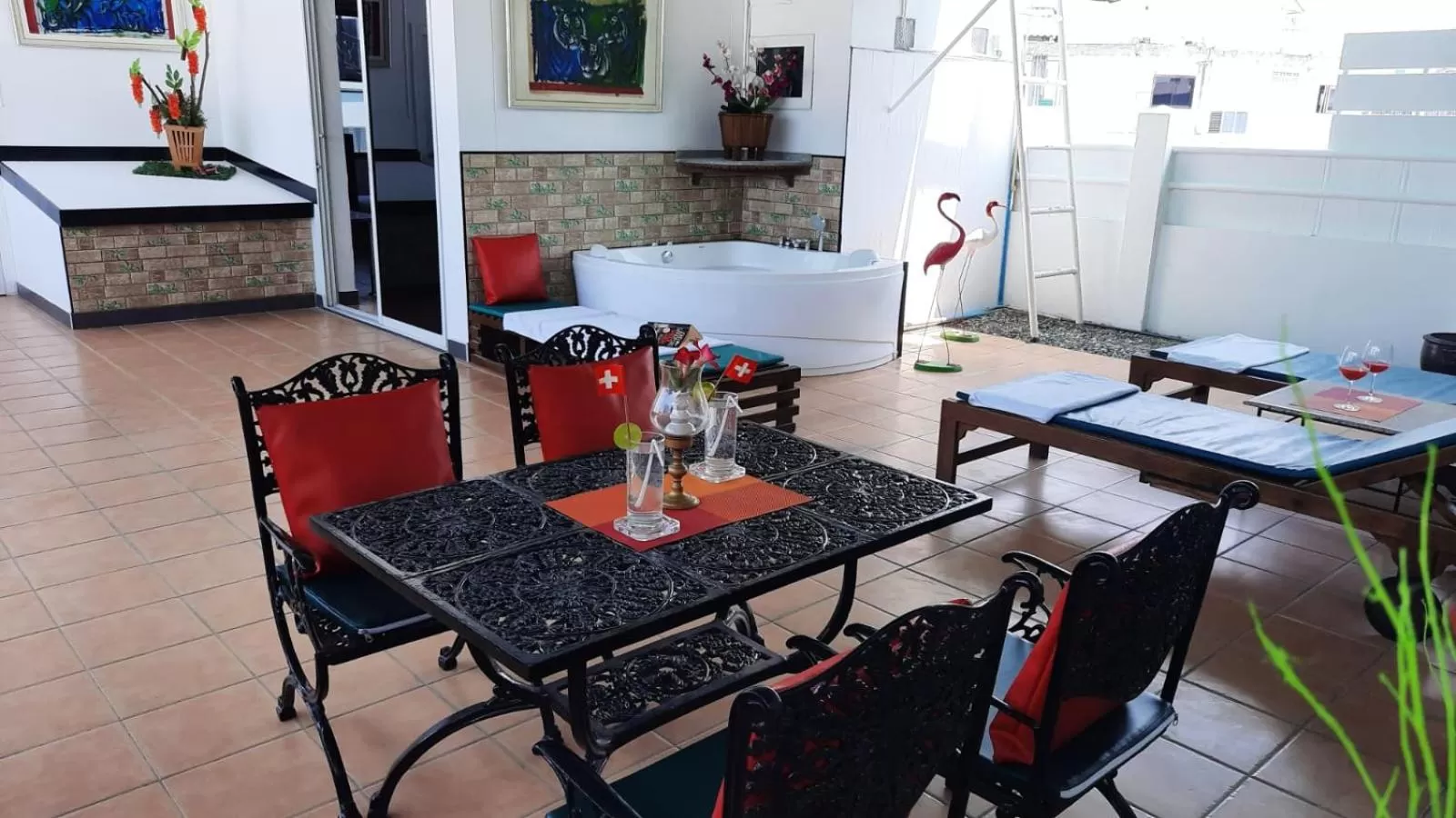 Balcony/Terrace in Swiss Food Restaurant and room for rent