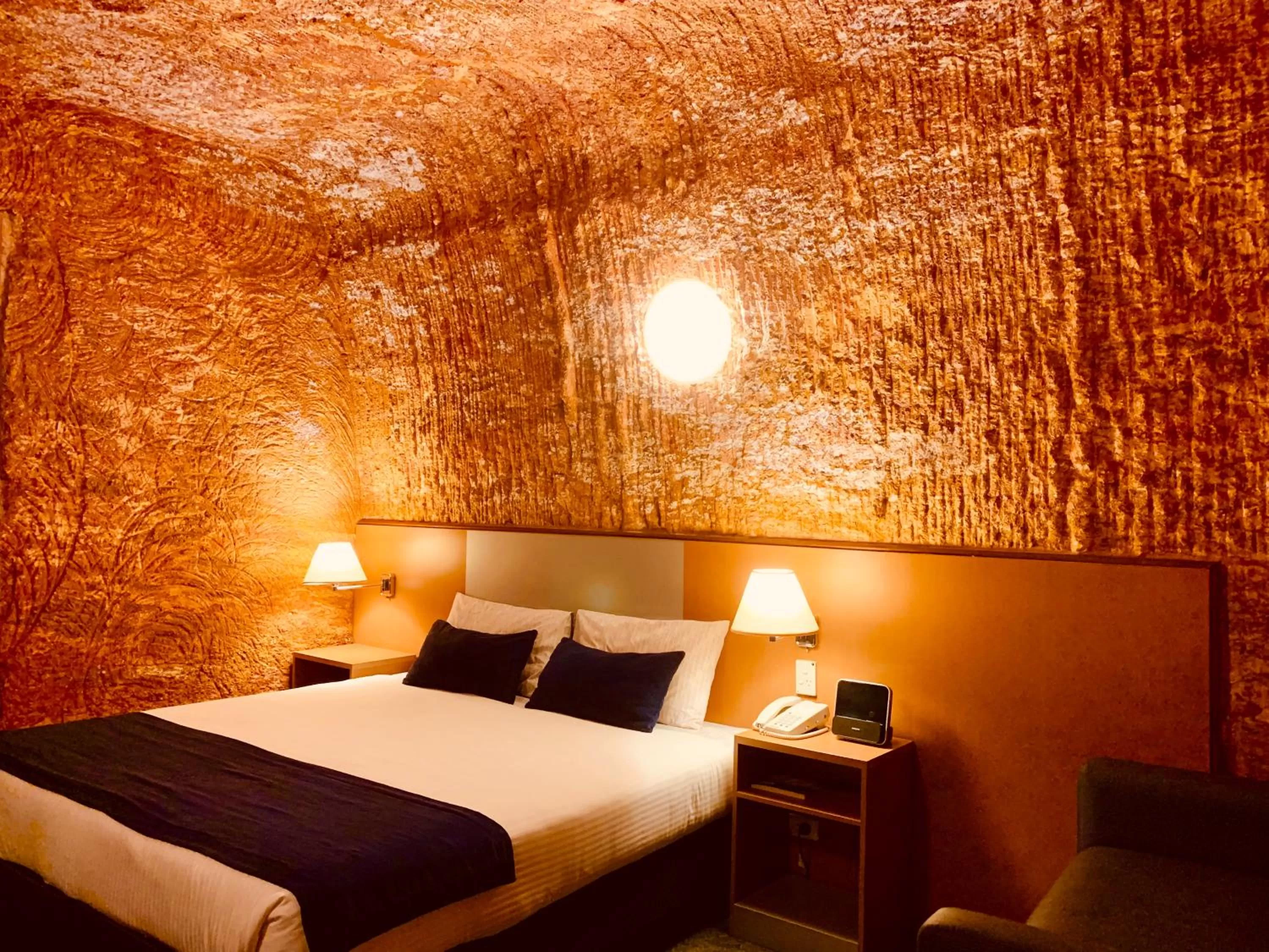 Bed in Desert Cave Hotel