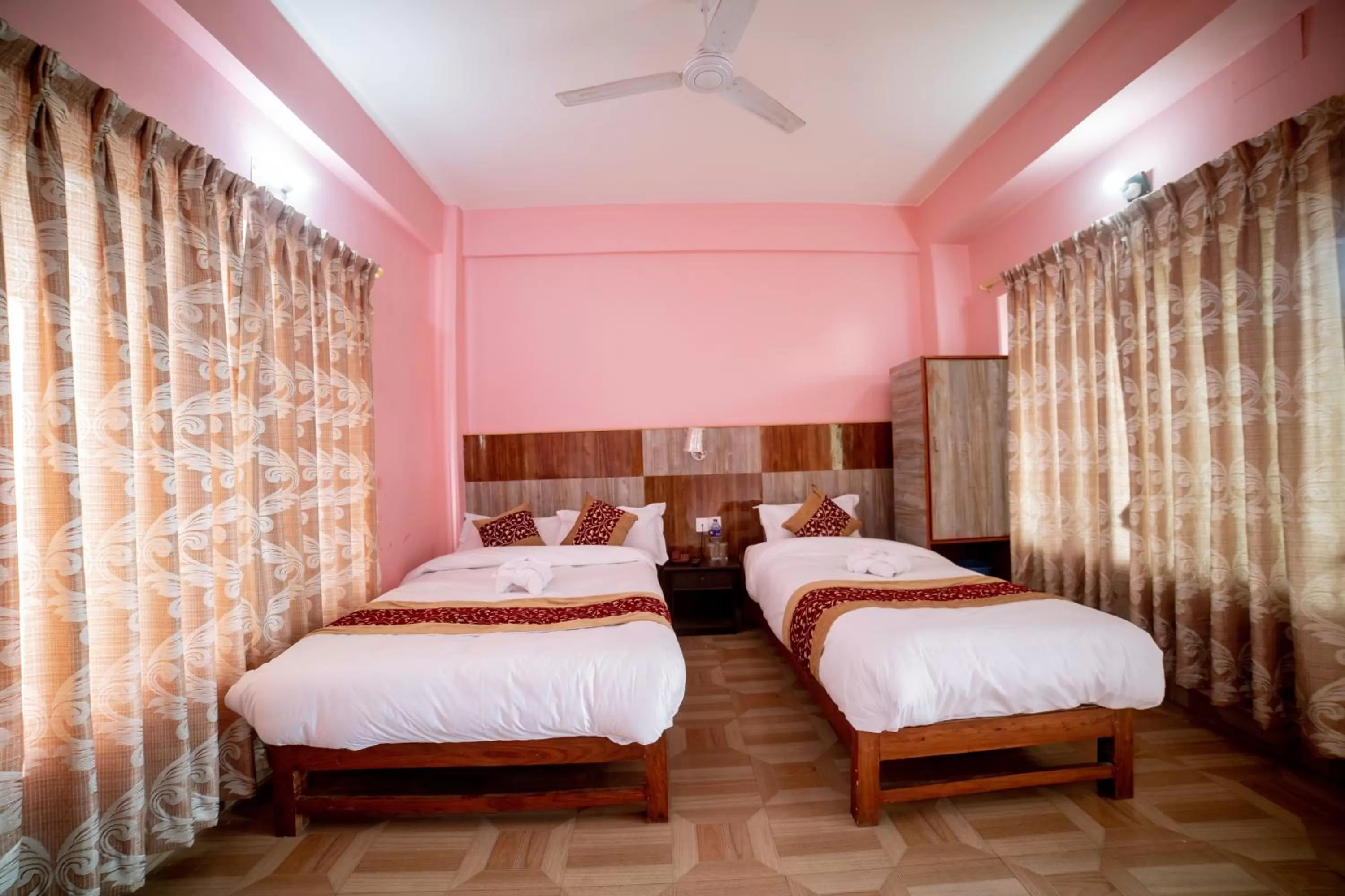 Bed in Hotel Peace Stupa