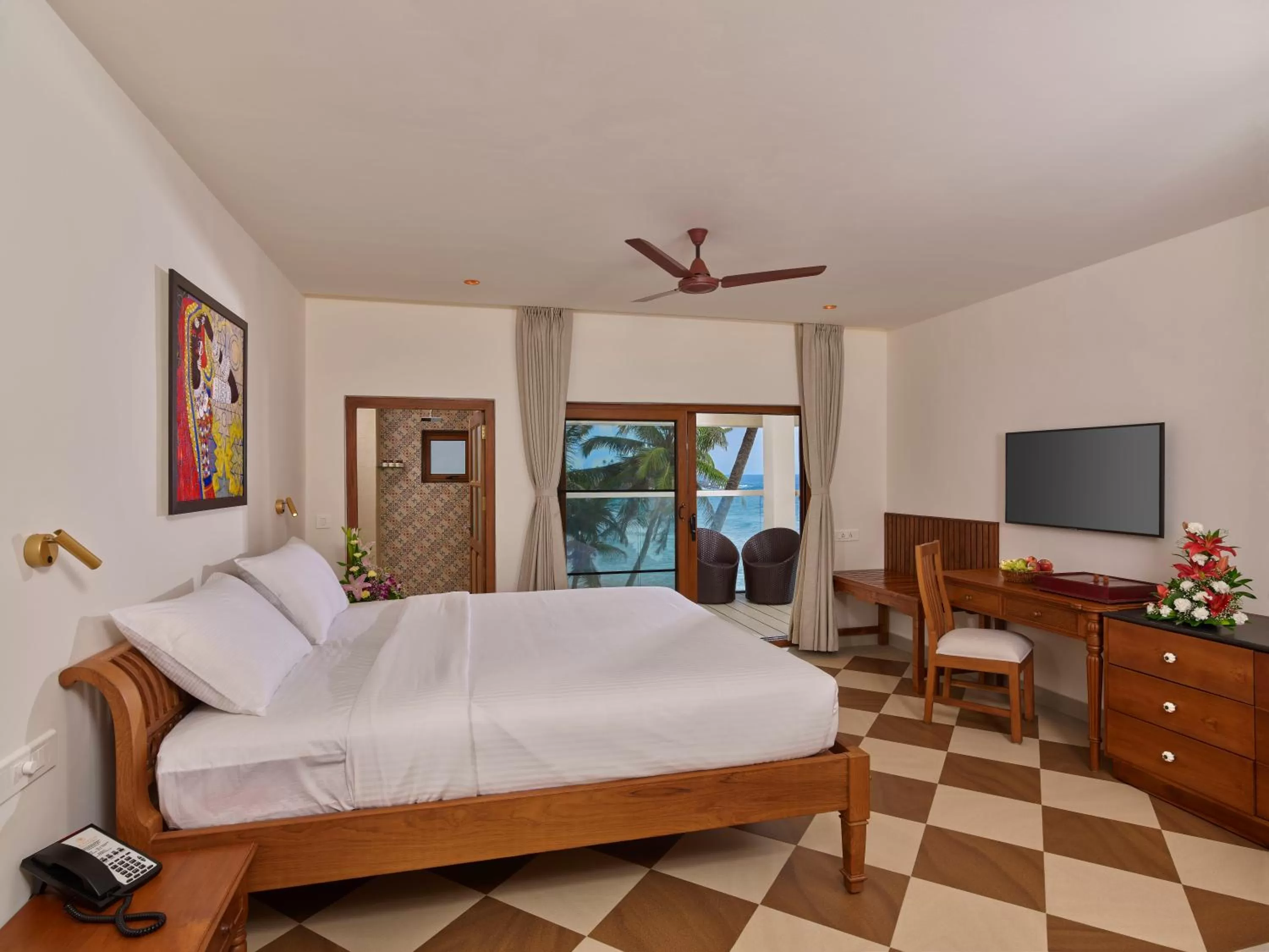 Balcony/Terrace, Bed in Rockholm at the Light House Beach