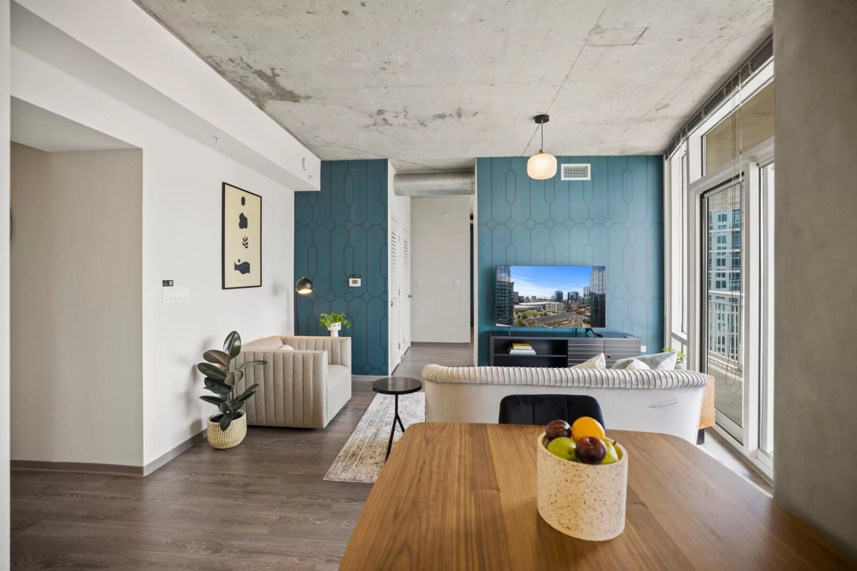 Living room in Placemakr Premier SoBro