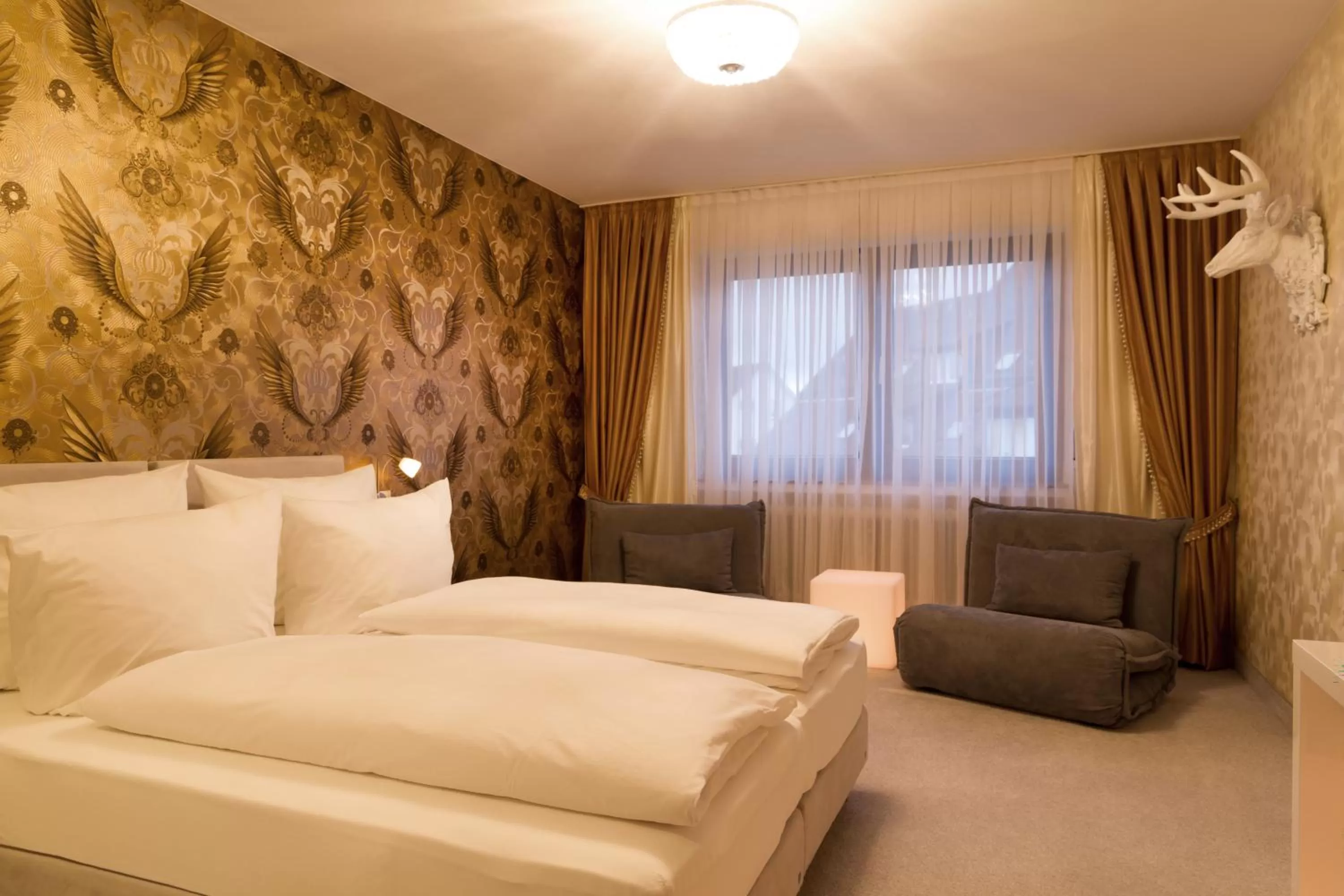 Bedroom, Bed in Hotel Hellers Twenty Four I -24h-Check-In-