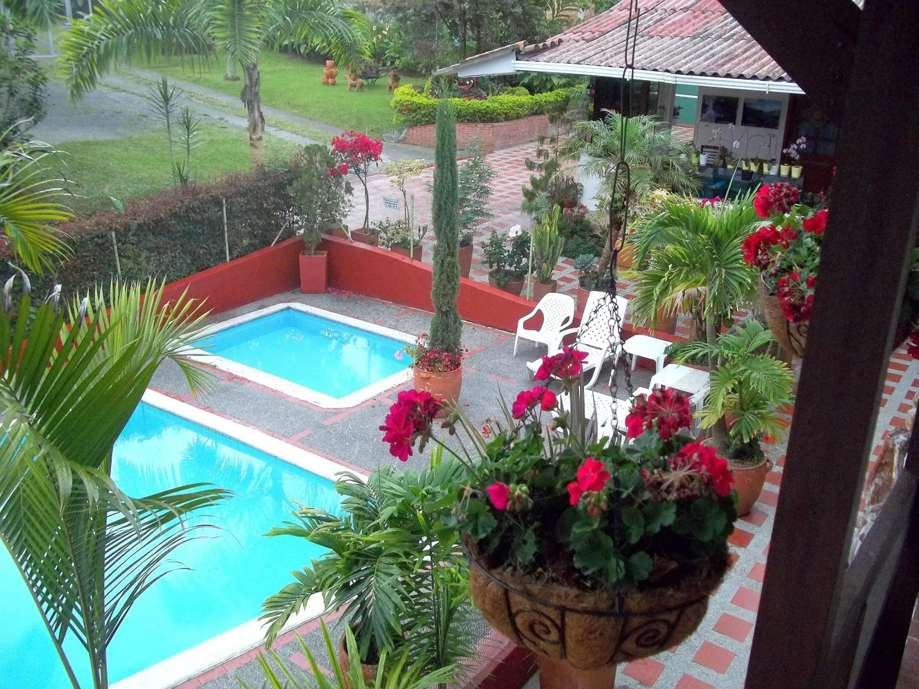 Pool view in Cabañas Las Bifloras