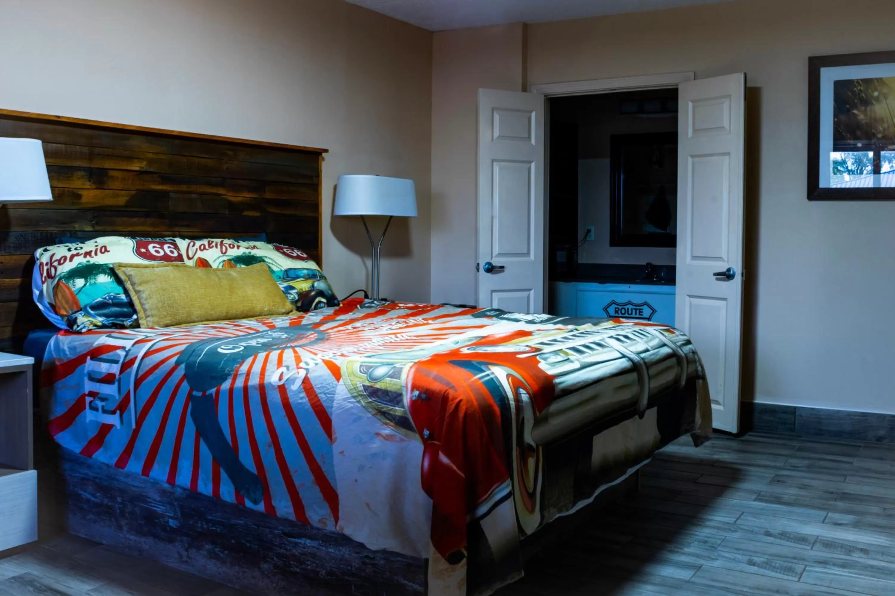 Bed in Route 66 Hotel, Southern View, Illinois