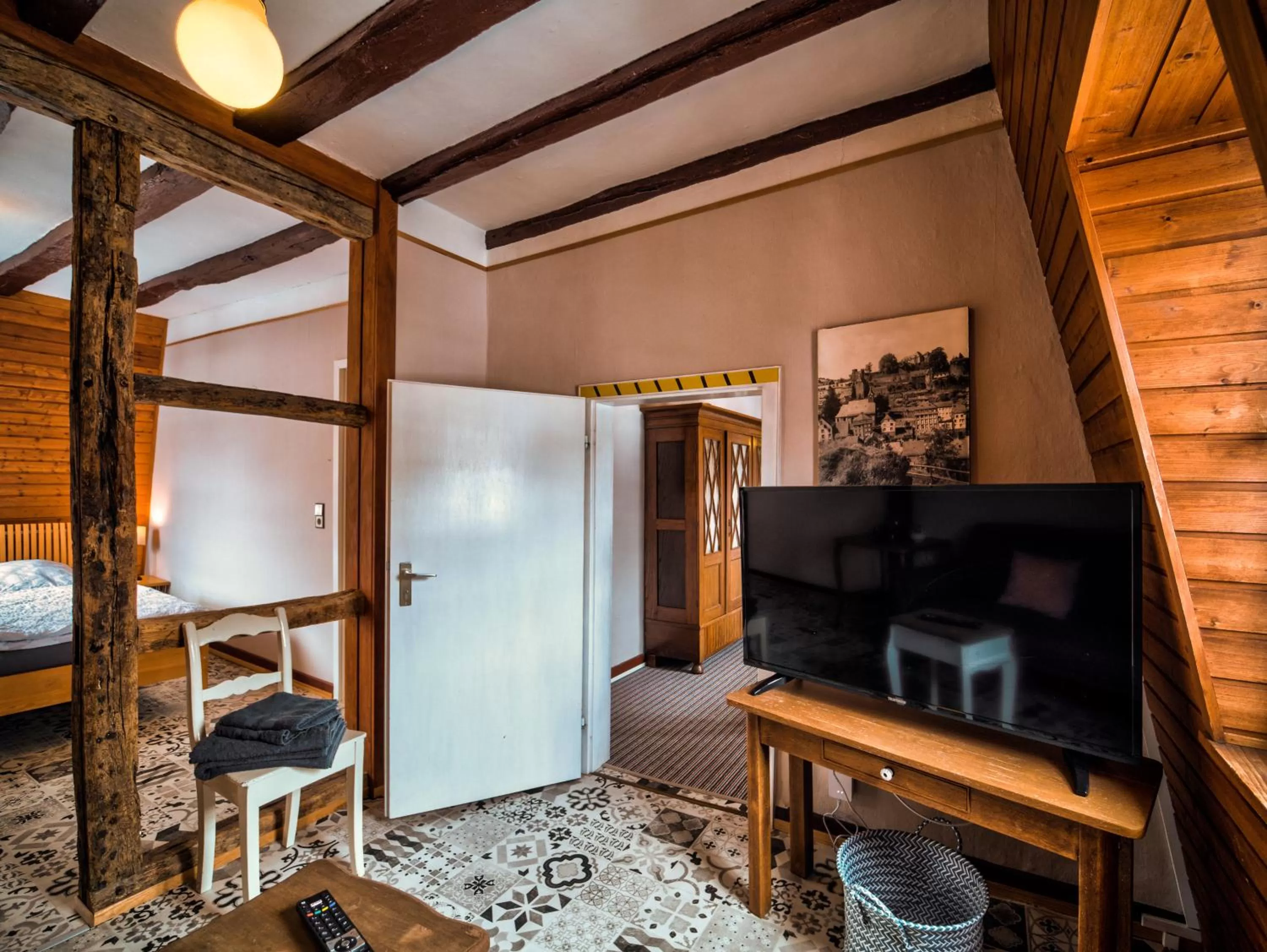 Living room, Bed in Haus Stehlings