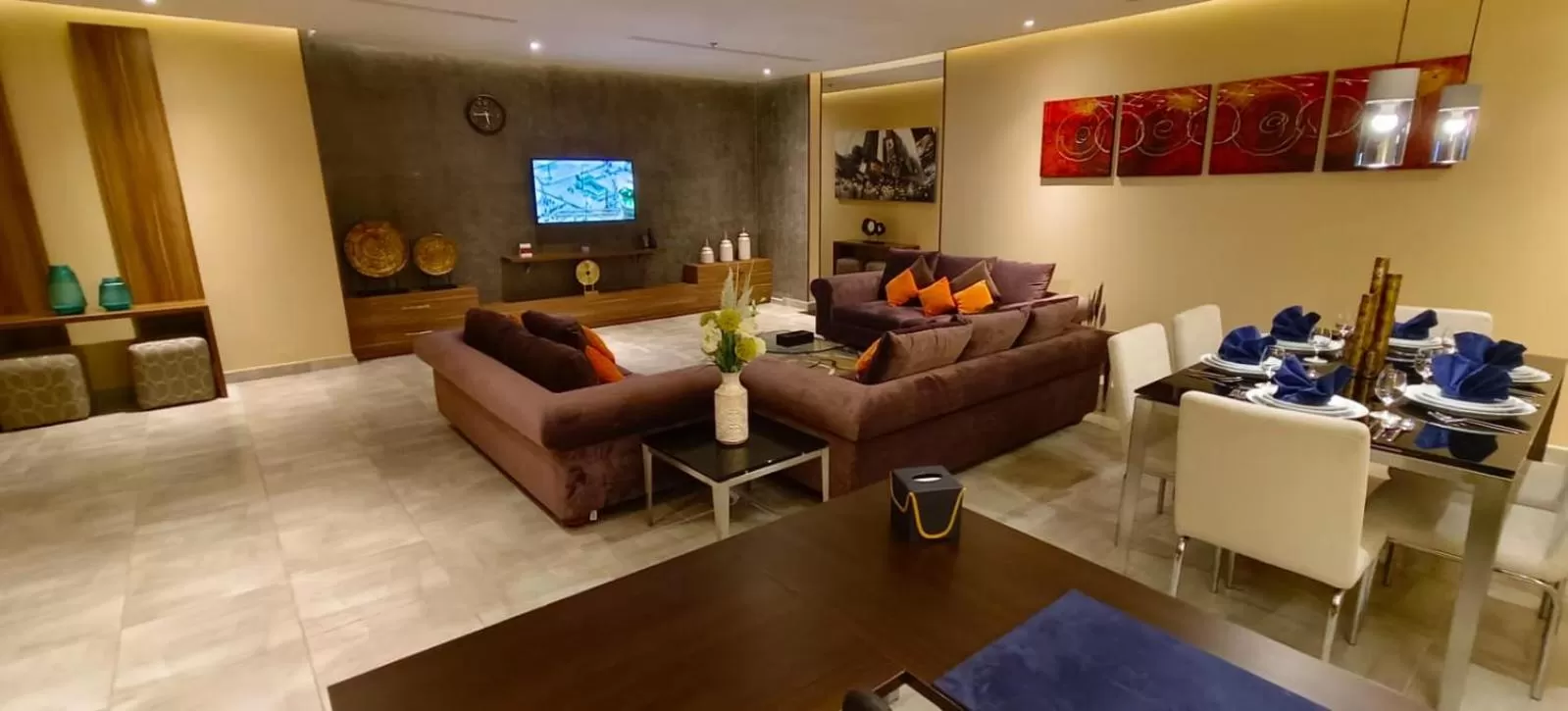 Living room, Seating Area in Q Suites Jeddah by EWA - Managed by HMH