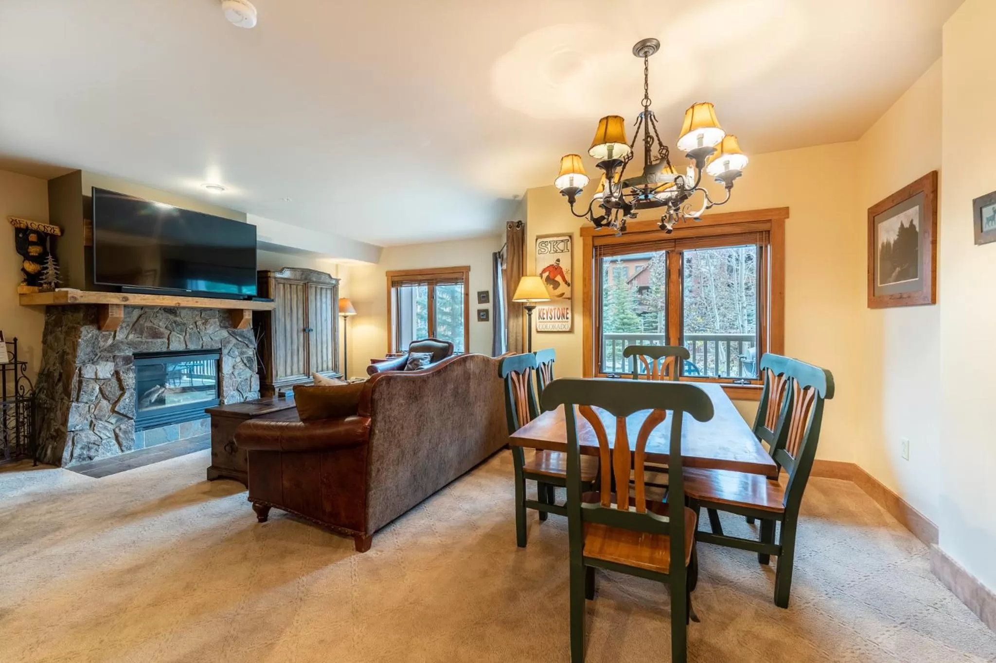 Living room in Red Hawk Lodge by Summit County Mountain Retreats