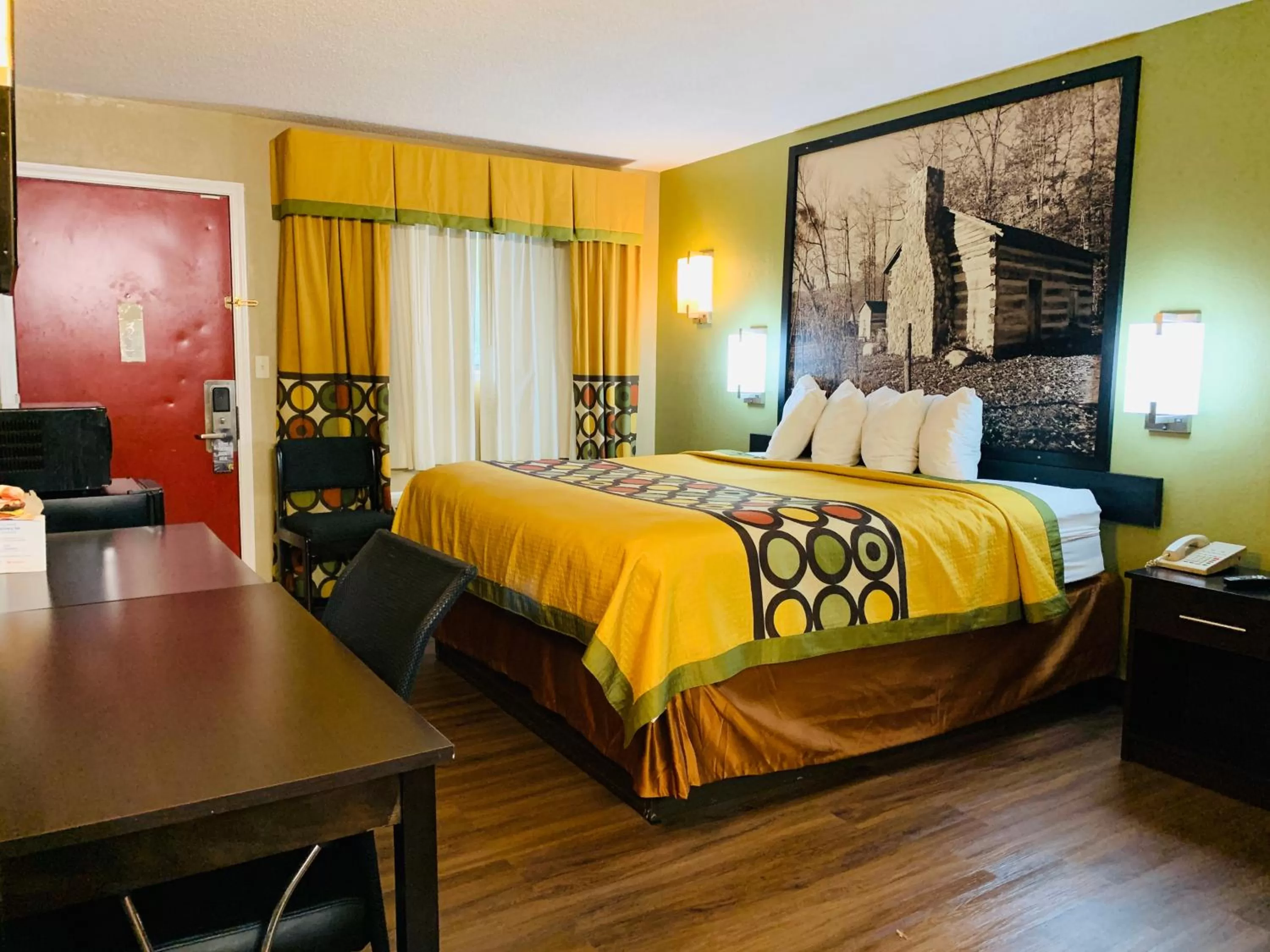 Bed in Super 8 by Wyndham Cincinnati-Springdale OH