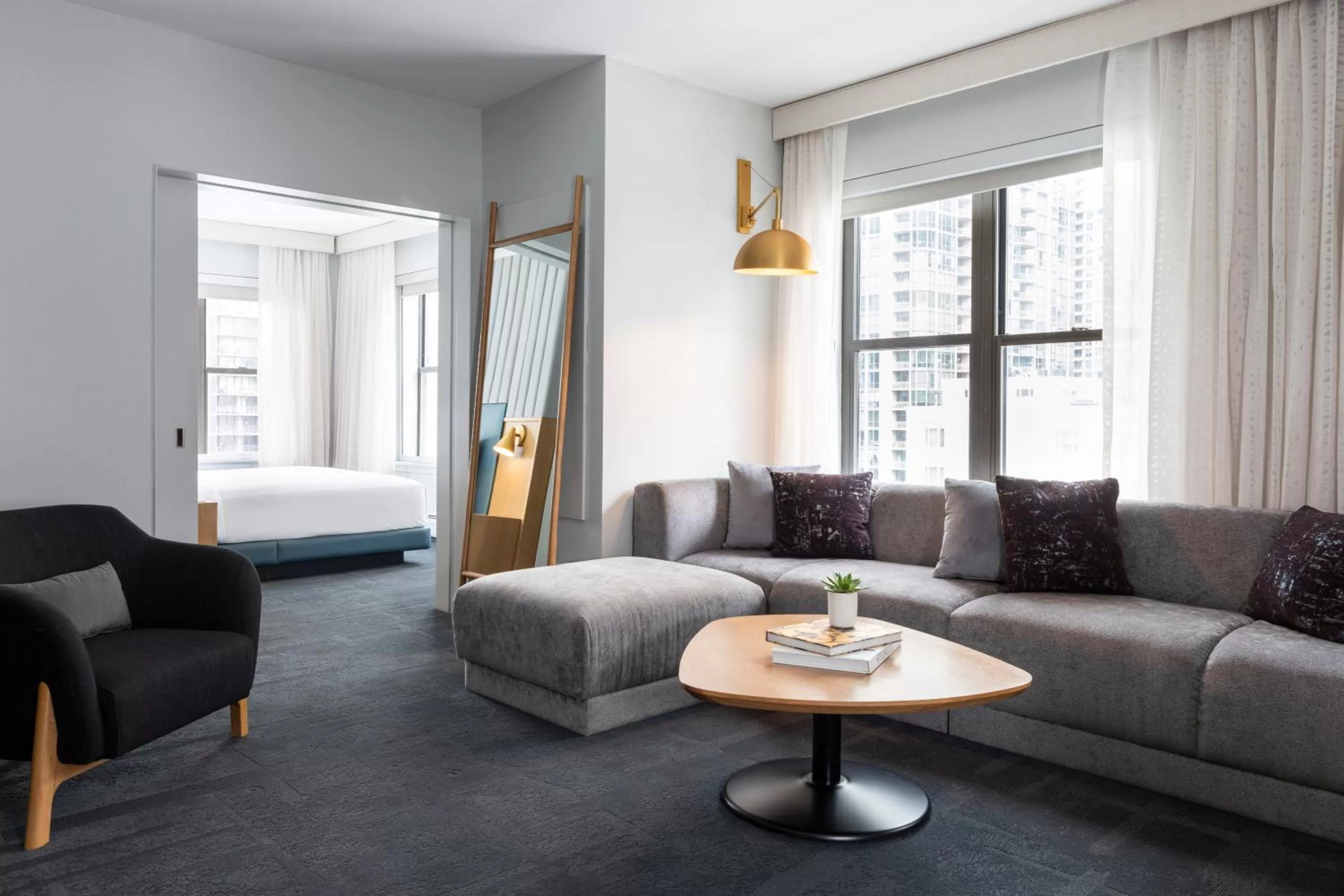 Living room in 21c Museum Hotel Chicago