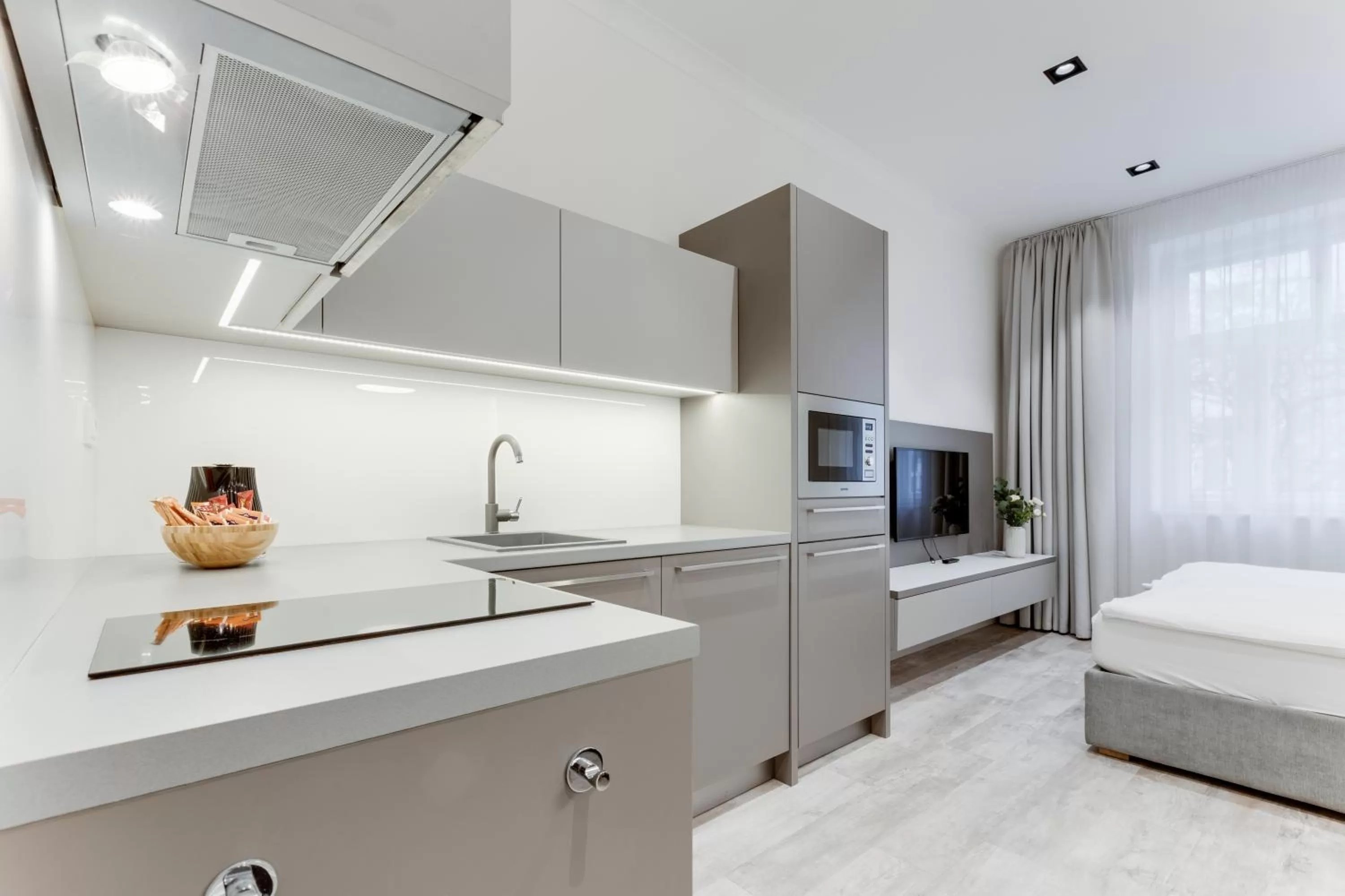 Bed in Lampi Aparthotel Prague