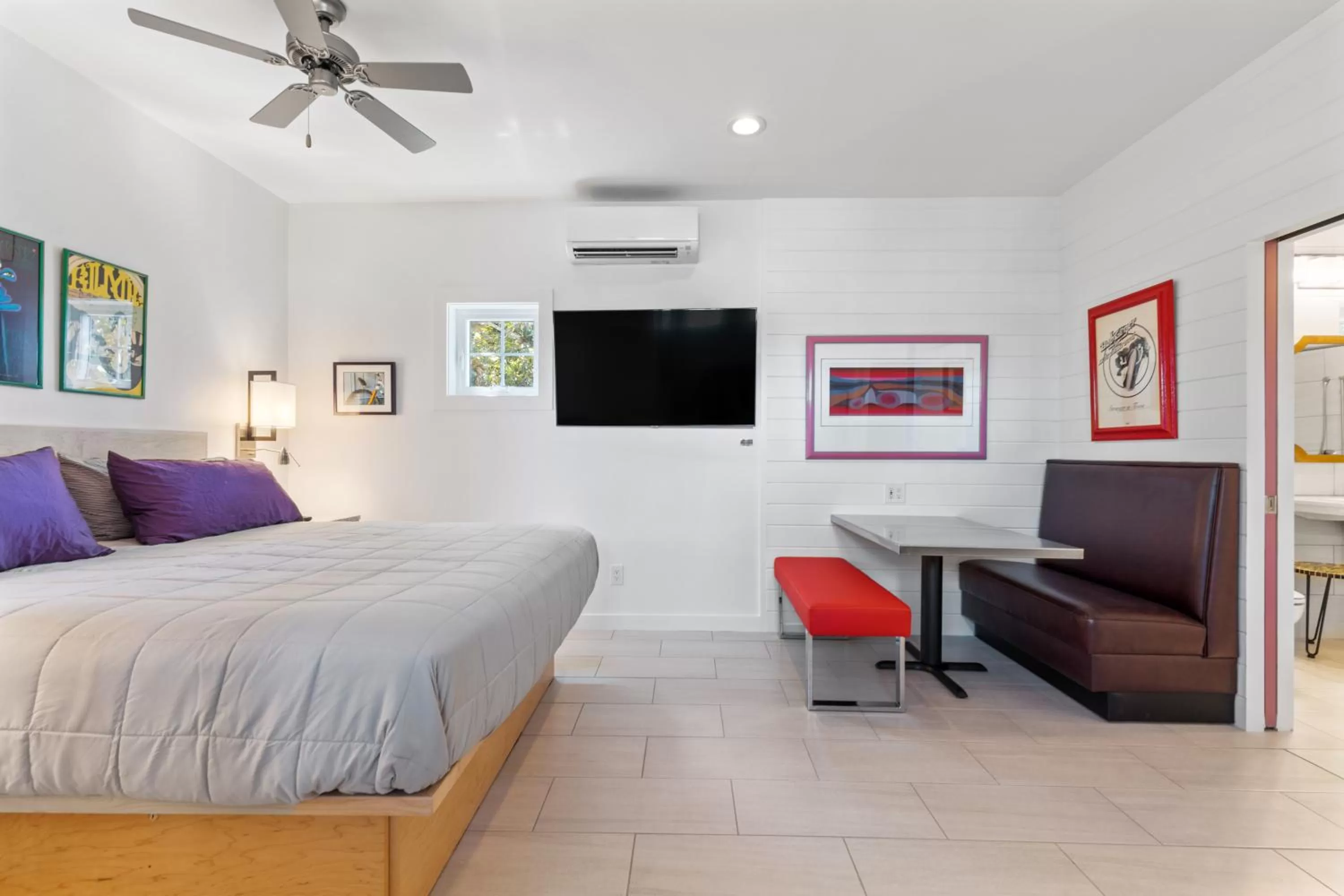 Bed in Hotel Folly with Marsh and Sunset Views