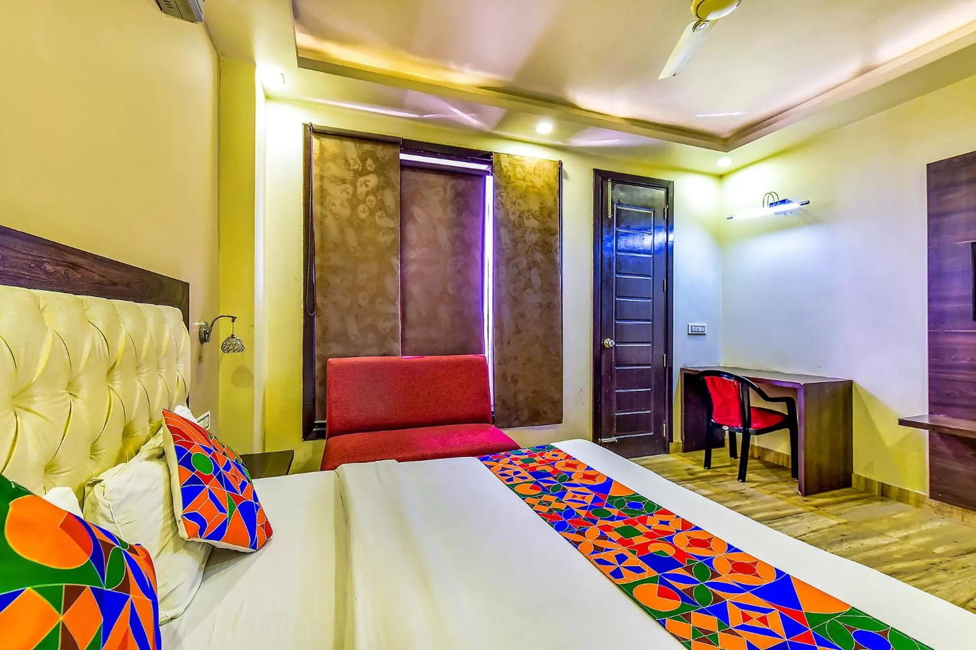 Bedroom, Bed in FabHotel Surya Residency GMS Road