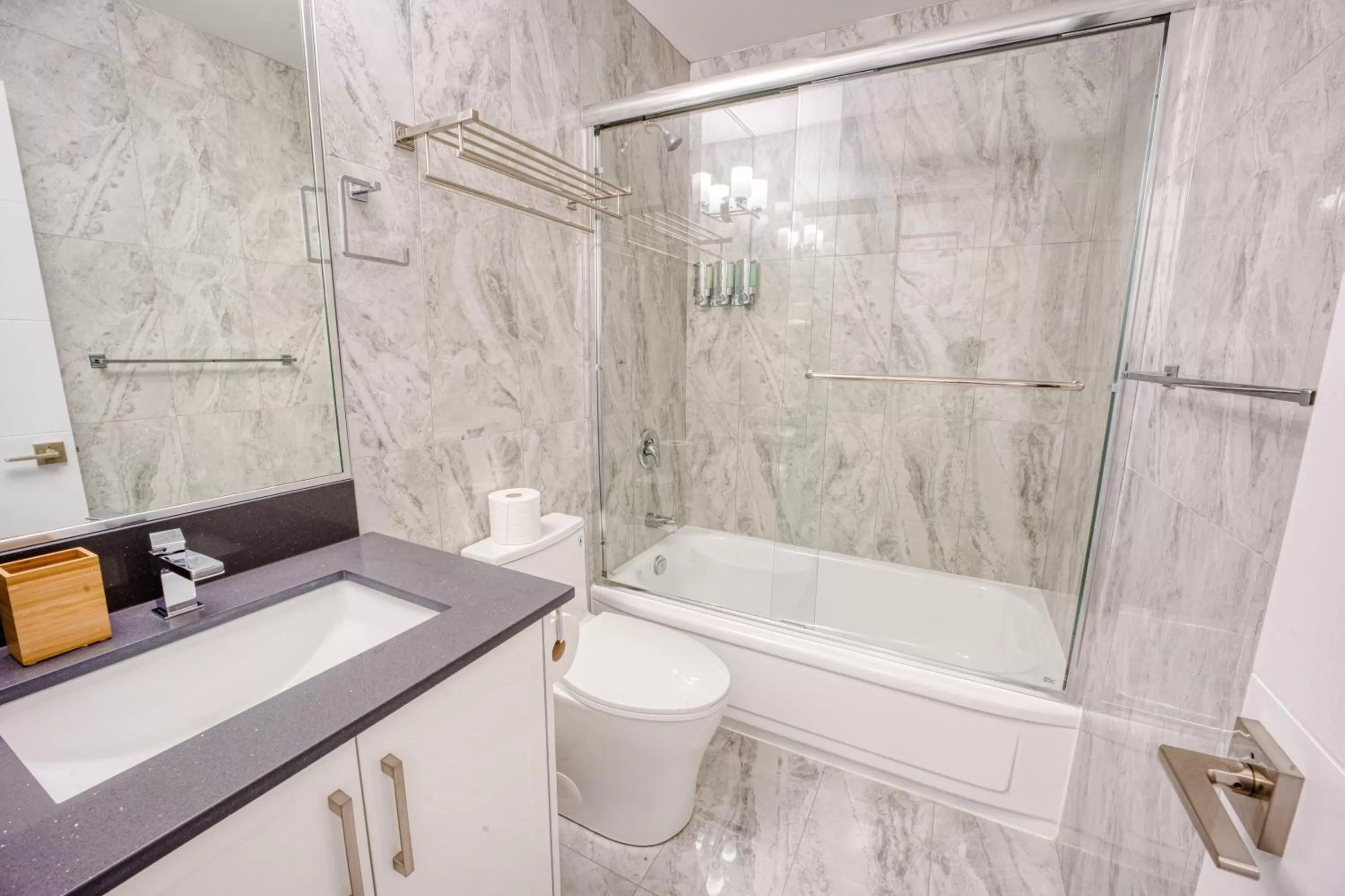 Toilet in Harrison Grand Motel