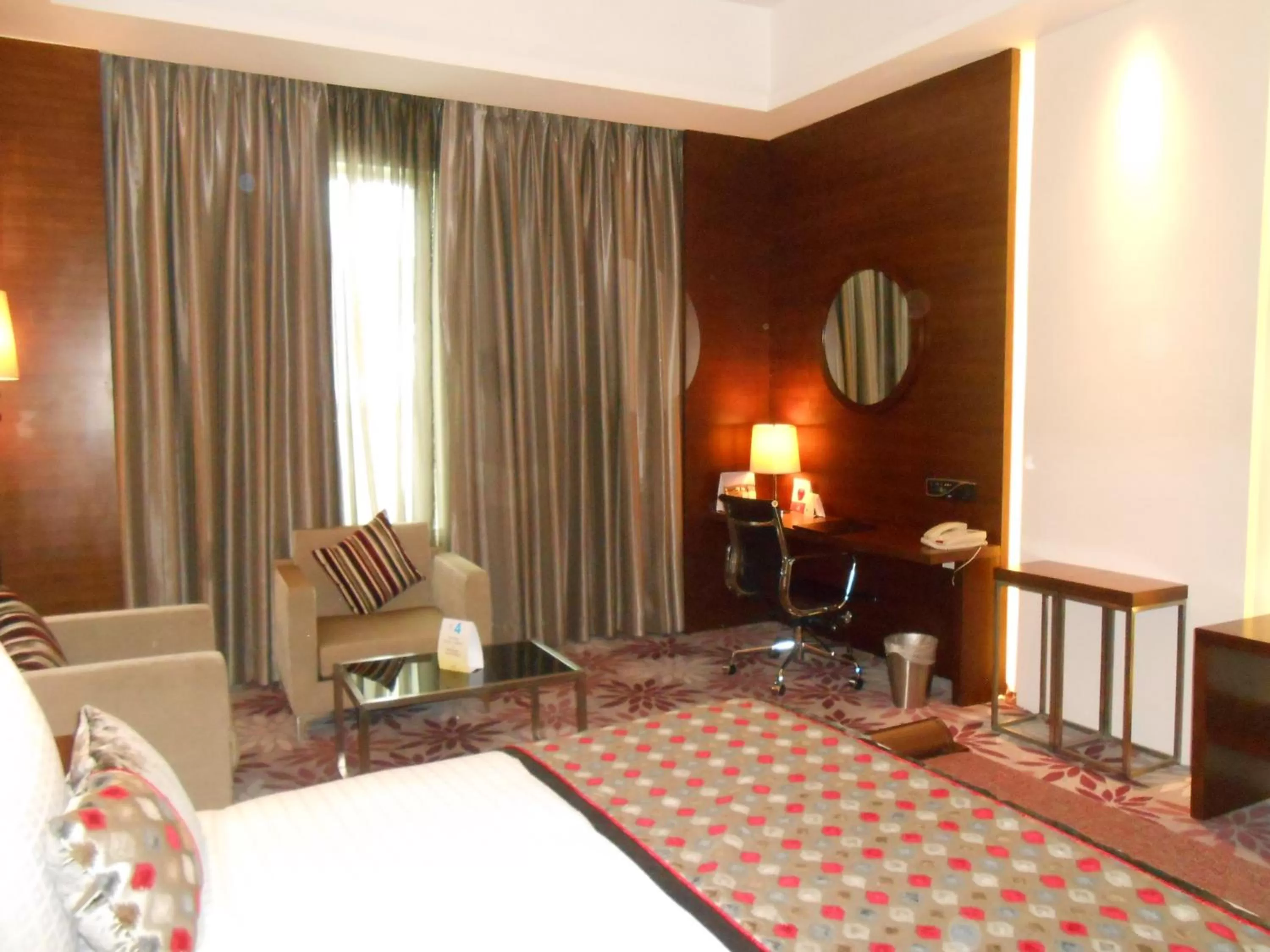 Decorative detail, Bed in Pride Plaza Hotel, Kolkata