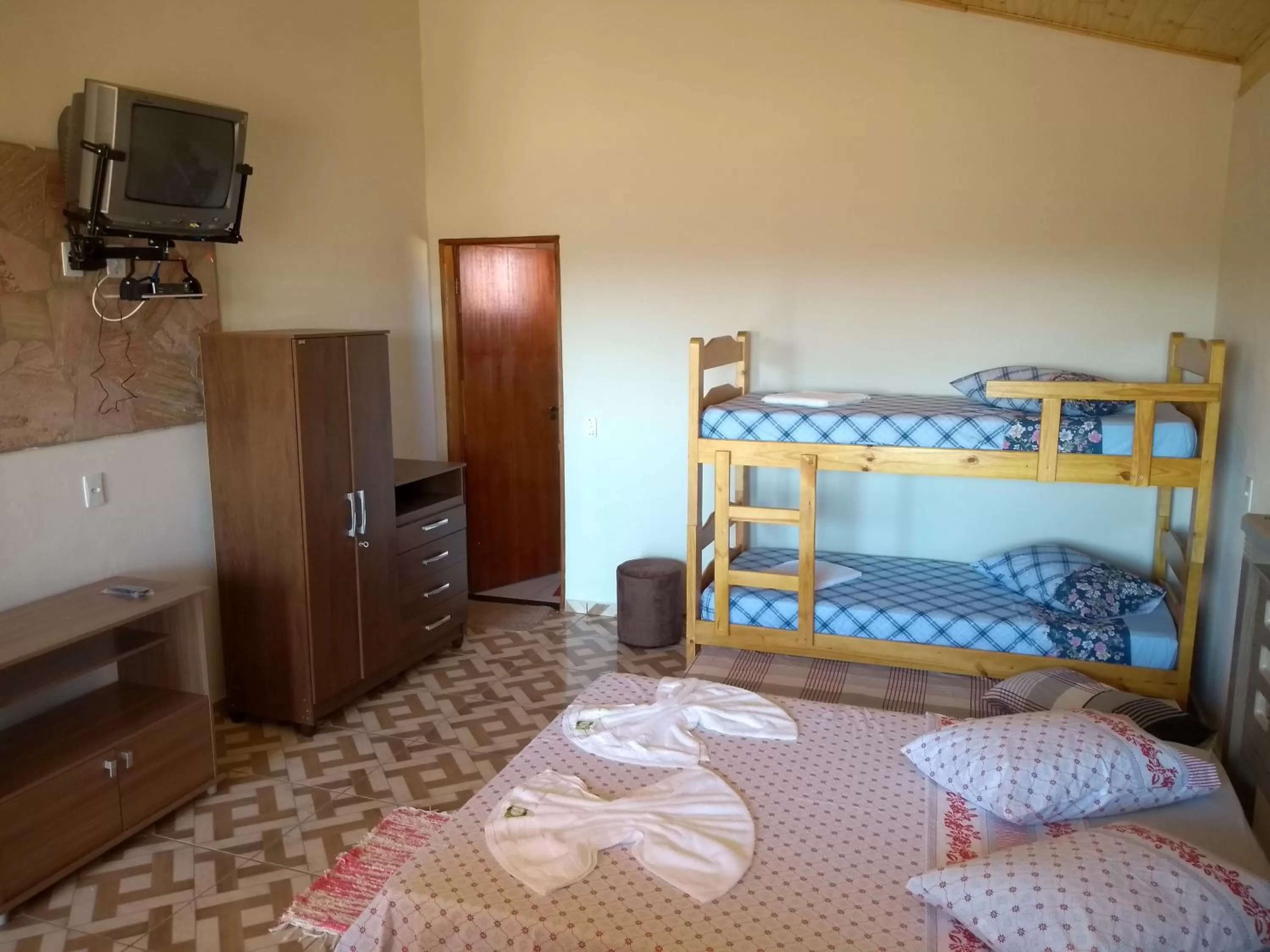 Bed in Pousada e Chales Por do Sol