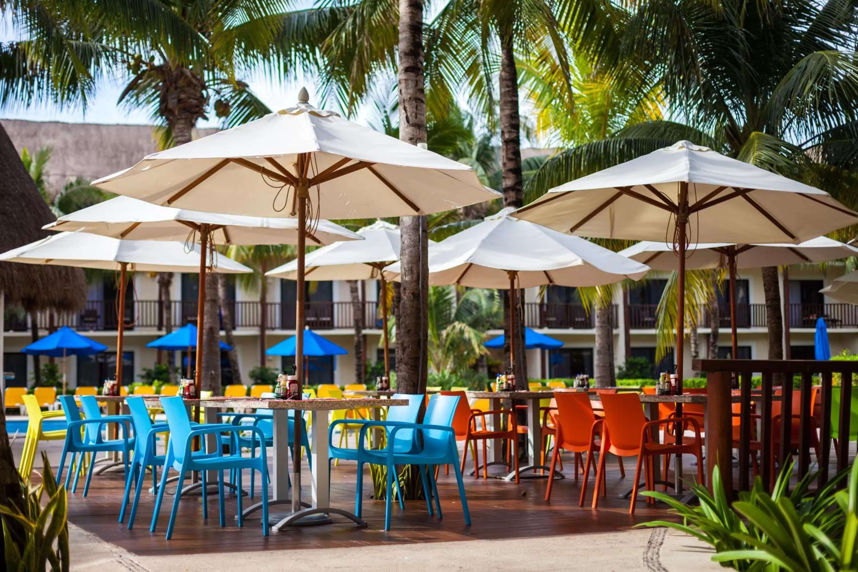 Patio in The Reef Coco Beach Resort & Spa- Optional All Inclusive