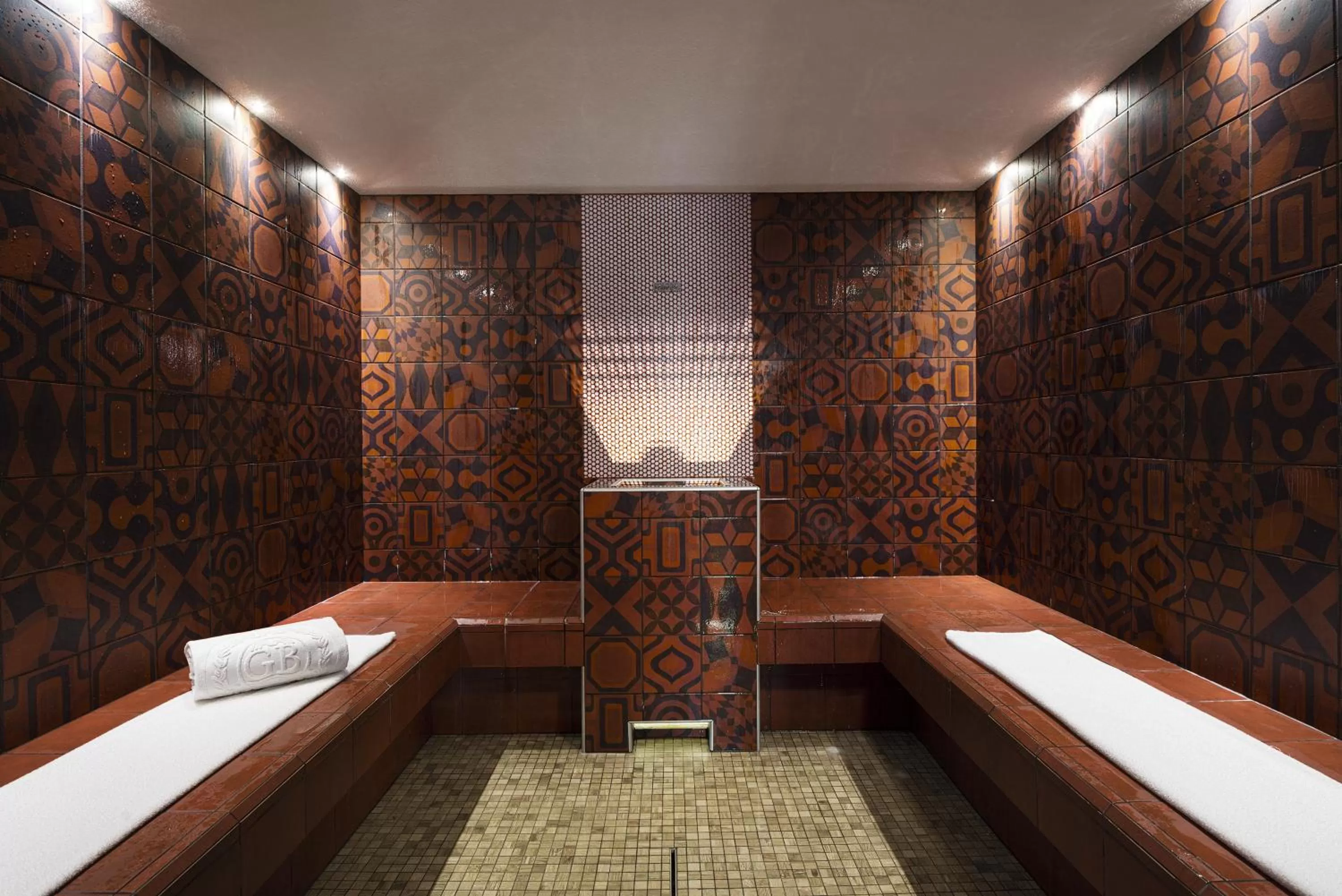 Steam room, Bed in Hotel Metropole