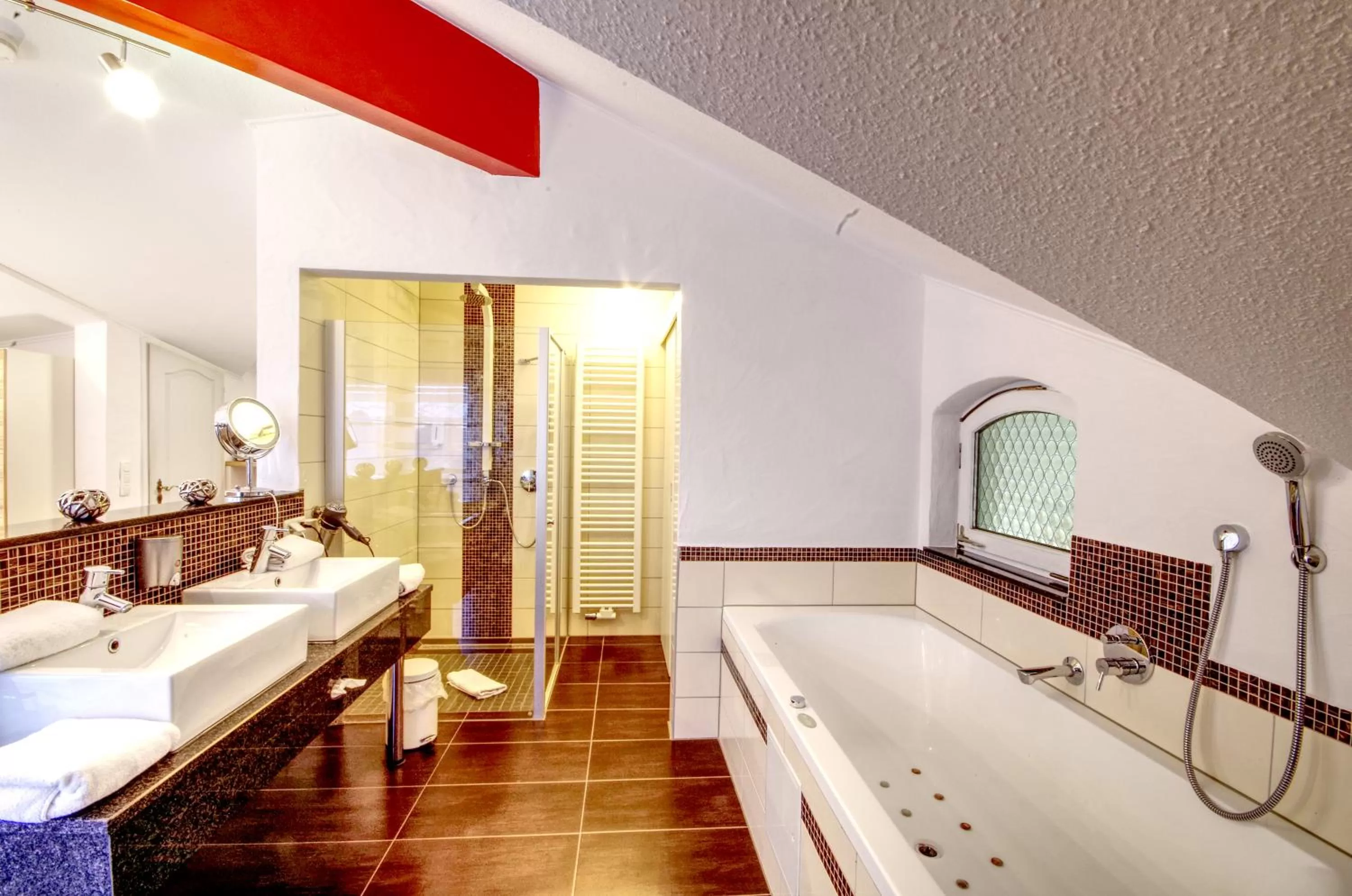 Bathroom, Bed in Hotel Jakob