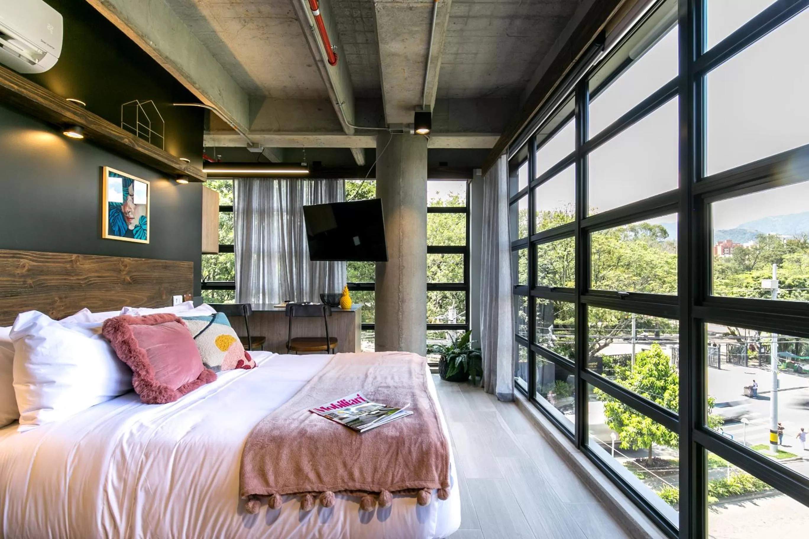 Bed in Factory Lofts Hotel