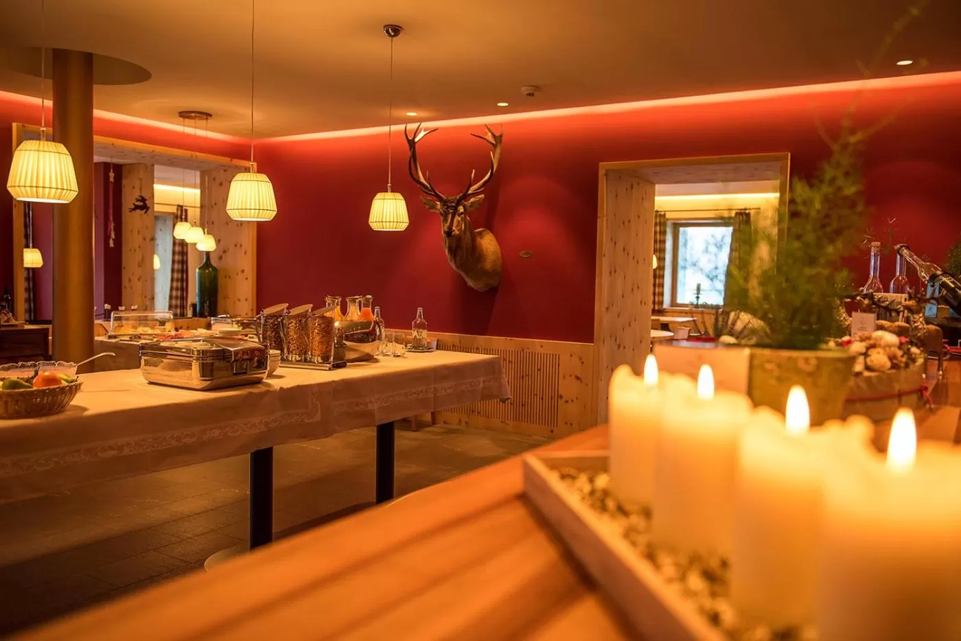 Buffet breakfast in Romantik Hotel Muottas Muragl