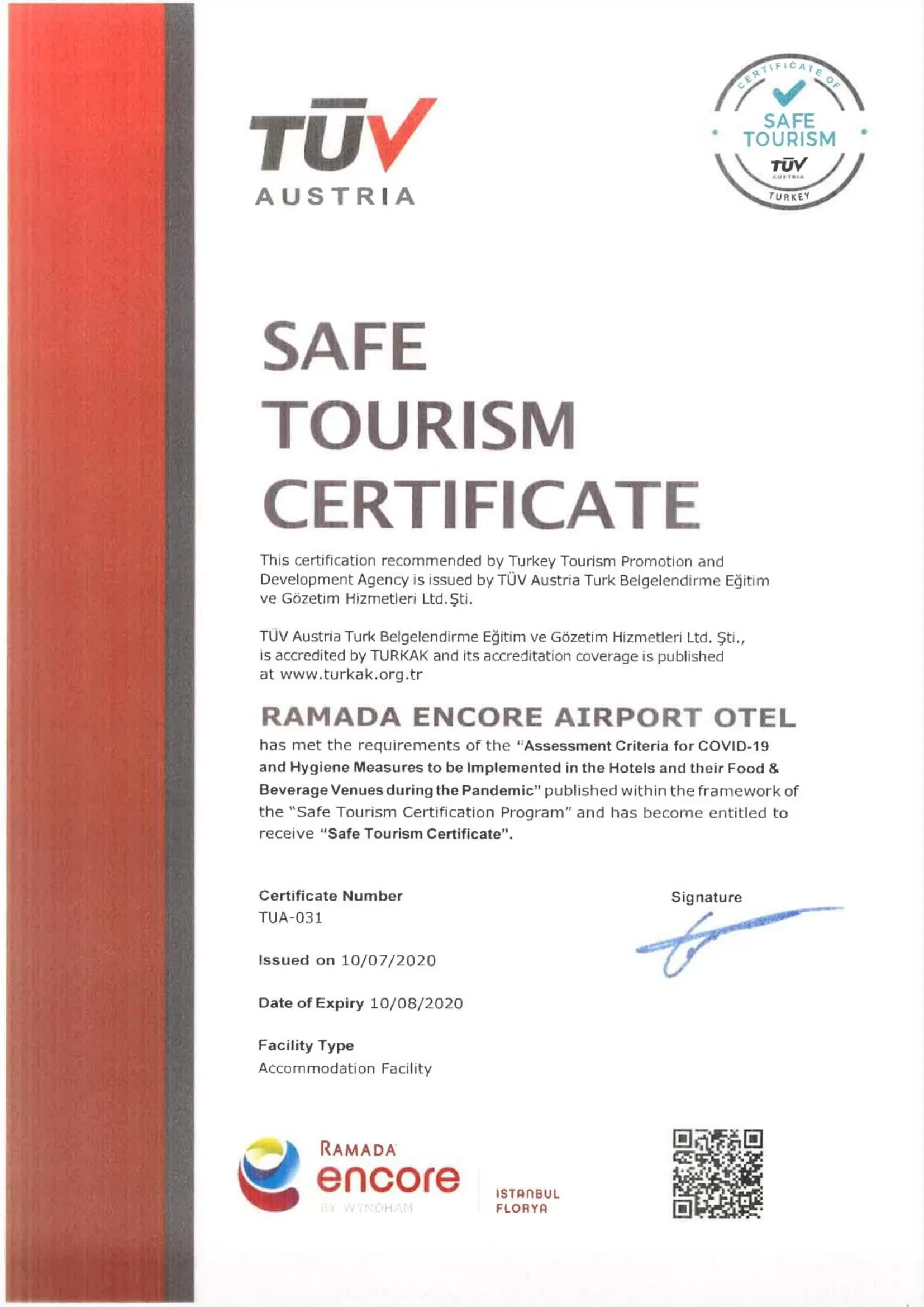 Logo/Certificate/Sign in Ramada by Wyndham Istanbul Florya
